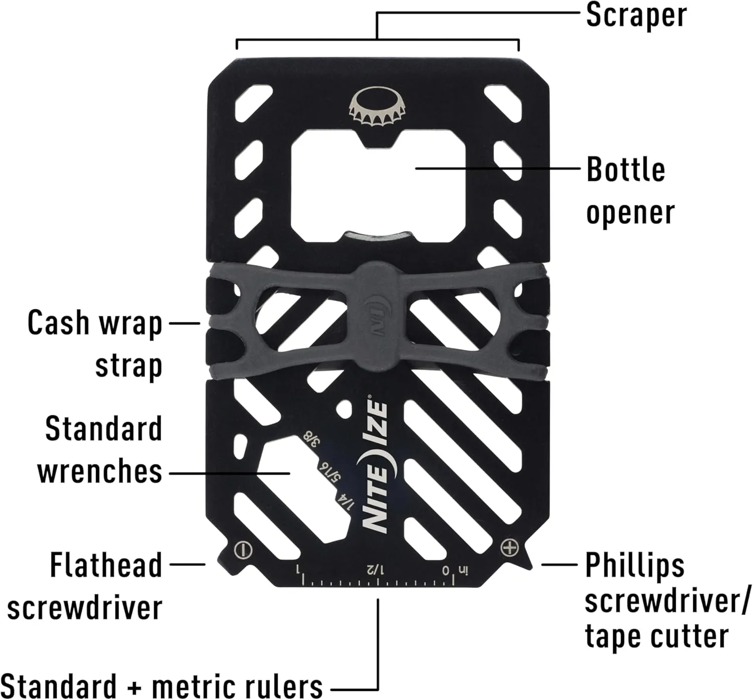 NITE IZE Financial Multi Tool Wallet - Stainless Steel Travel Wallet