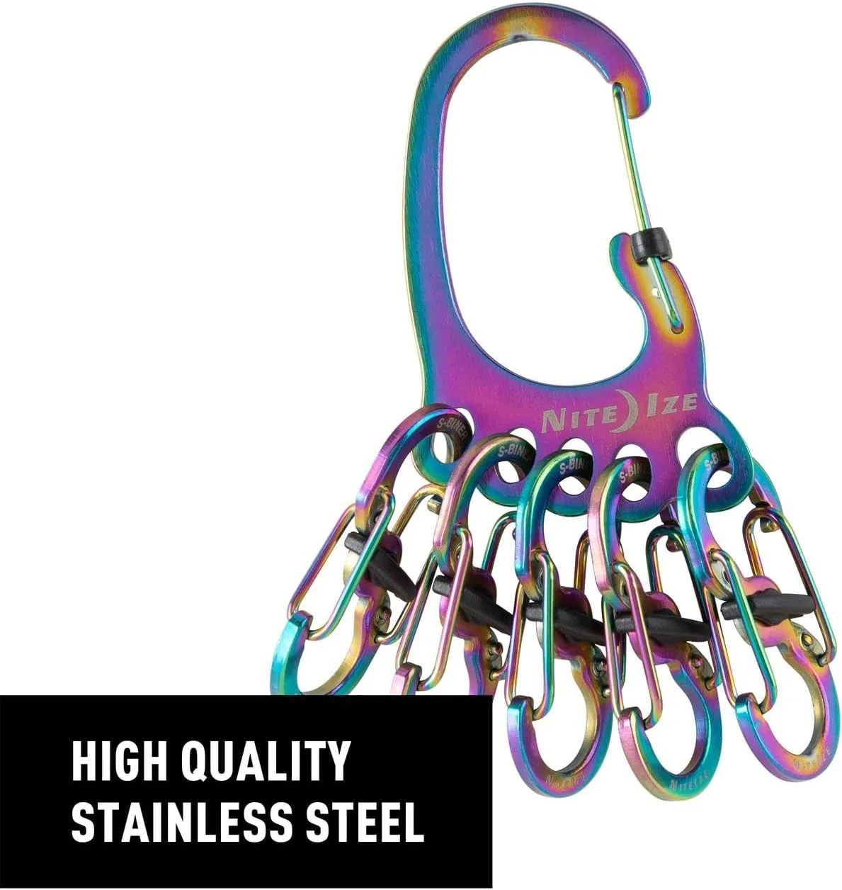 Nite Ize BigFoot Locker KeyRack Stainless Steel Key Holder with S-Biner MicroLocks