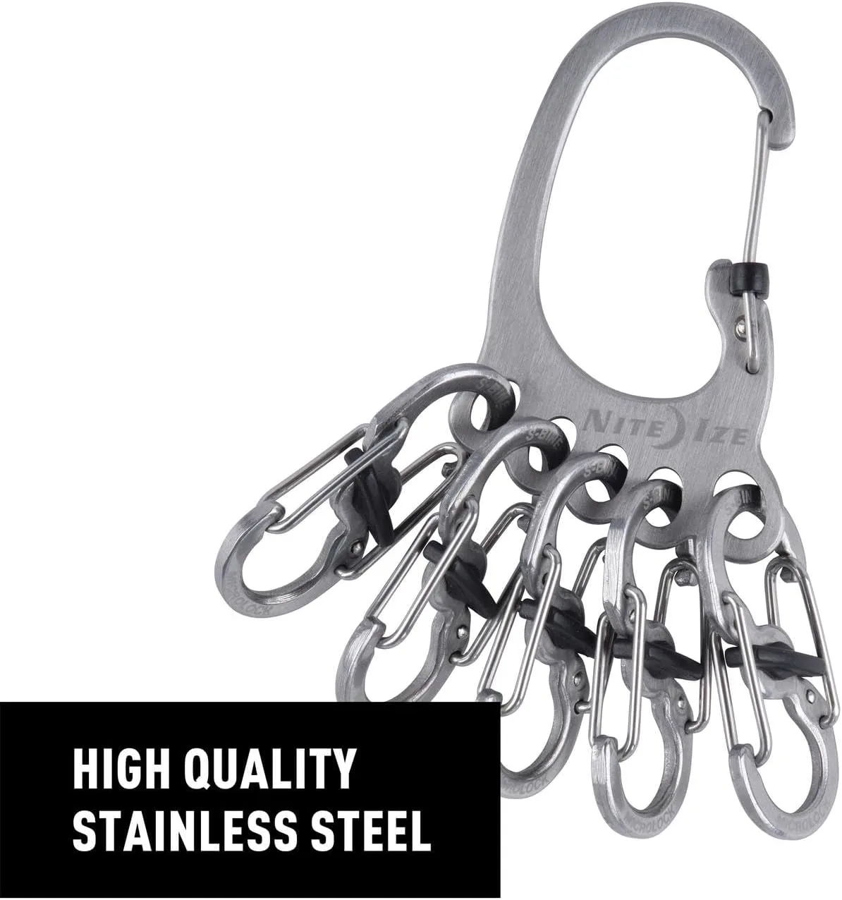Nite Ize BigFoot Locker KeyRack Stainless Steel Key Holder with S-Biner MicroLocks