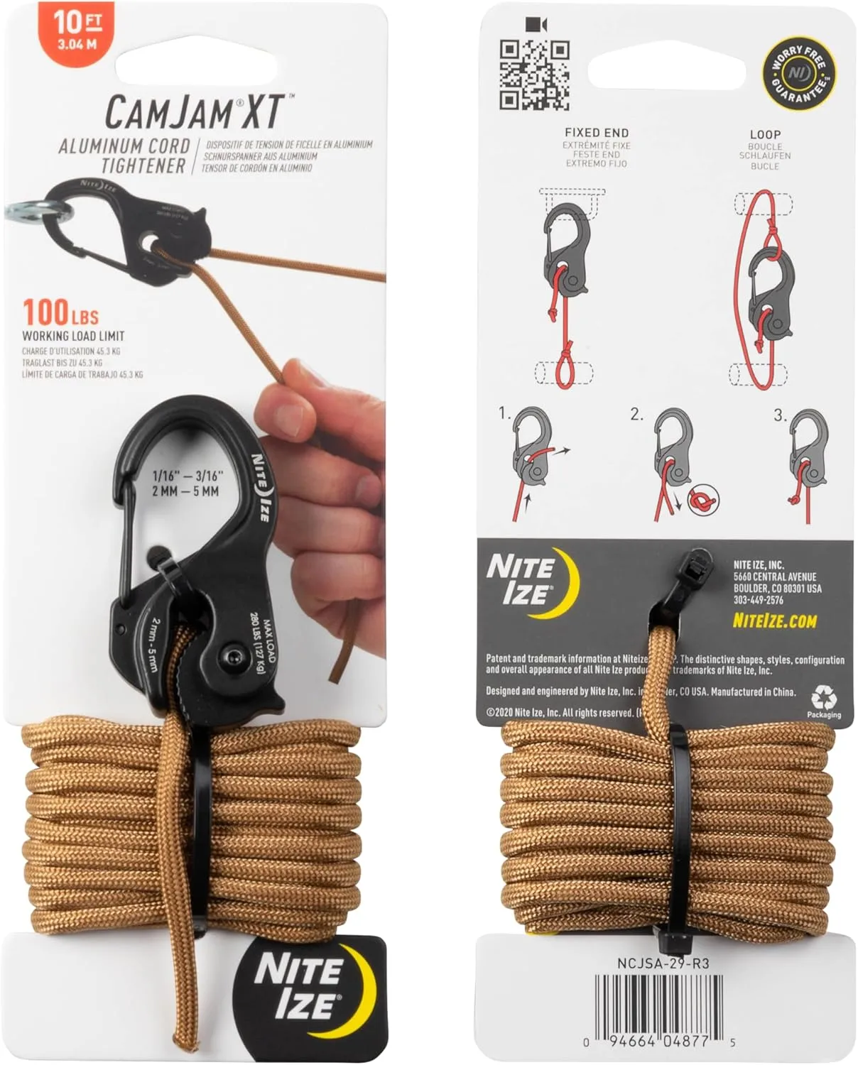 Nite Ize CamJam Cord/Rope Tightener with Carabiner Clip