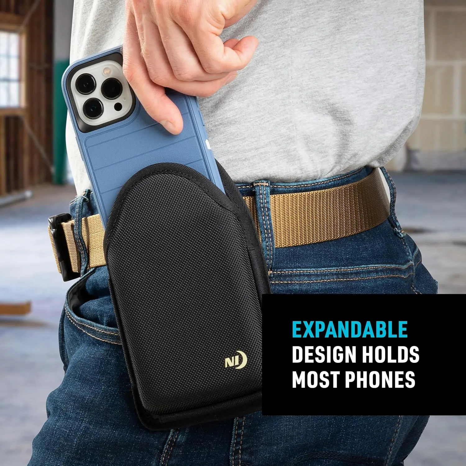 NITE IZE Clip Case Hardshell Universal QuickSlide Holster Protective Open Top Phone Holster with Belt Clip