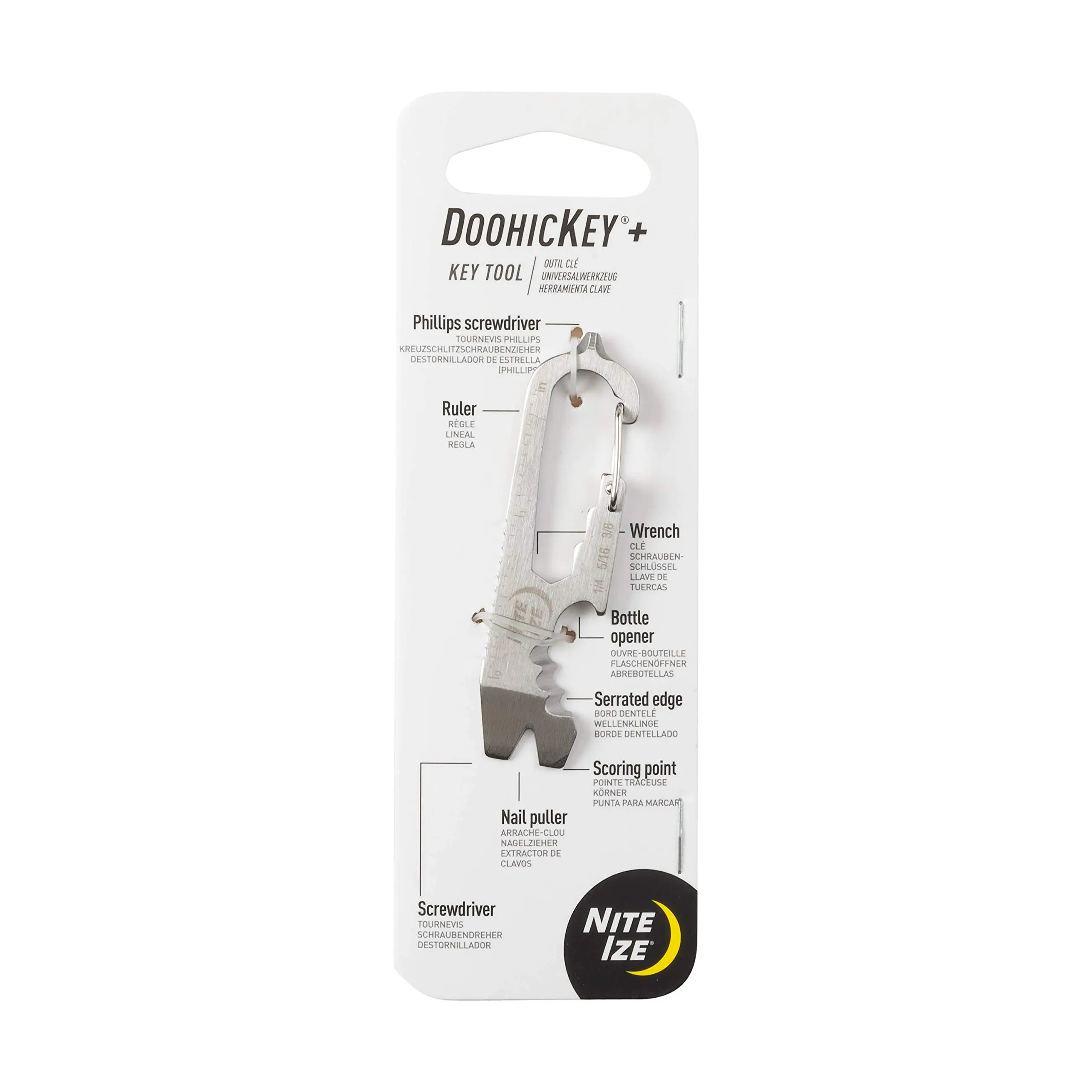 Nite Ize KMTSE-11-R3 DoohicKey Keychain Multi Tool, 1 Count (Pack of 1), Stainless Steel