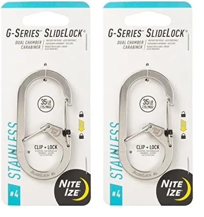 Nite IZE G-Series SlideLock Dual Chamber Stainless Steel Carabiner Keychain