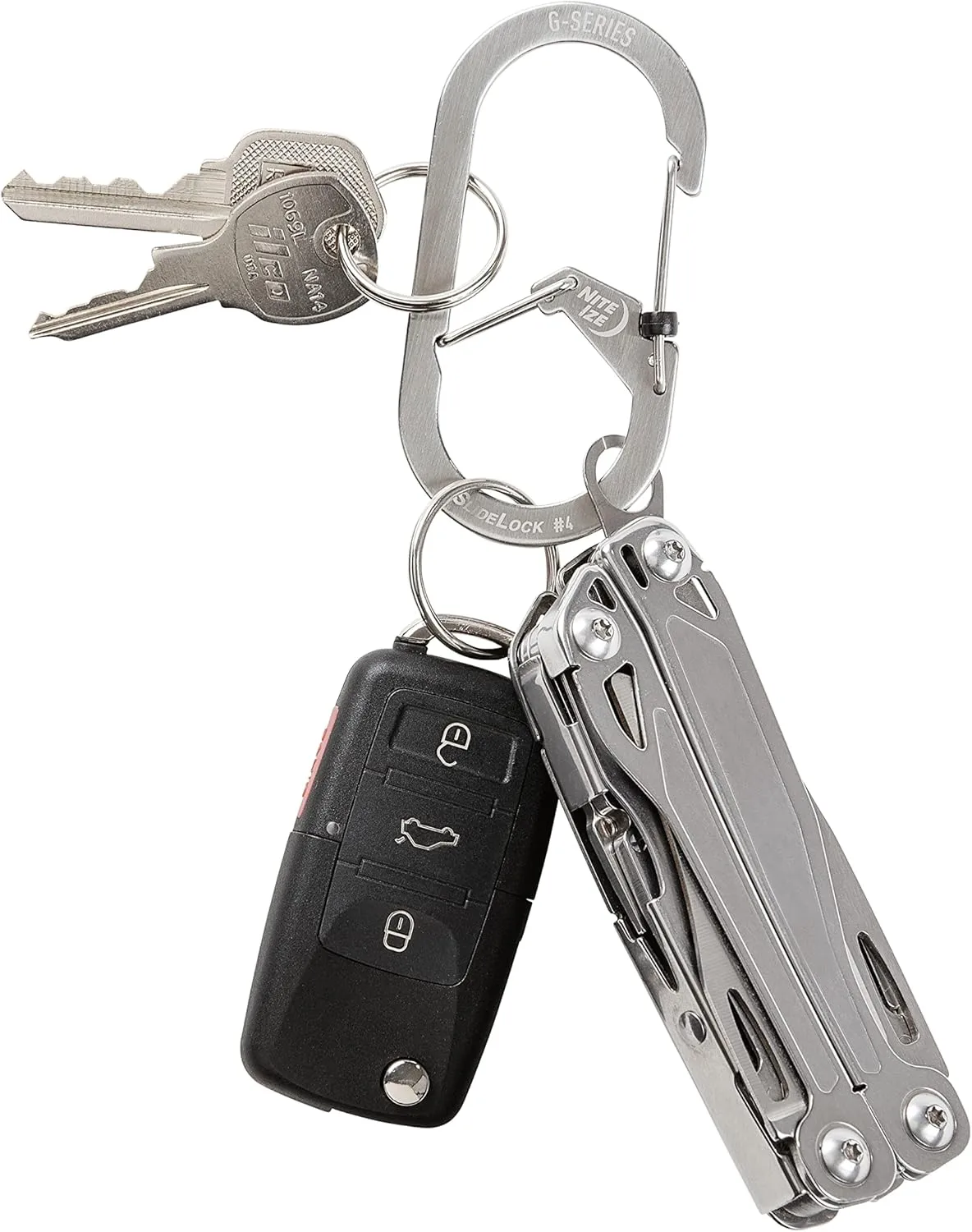 Nite IZE G-Series SlideLock Dual Chamber Stainless Steel Carabiner Keychain