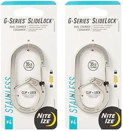 Nite IZE G-Series SlideLock Dual Chamber Stainless Steel Carabiner Keychain