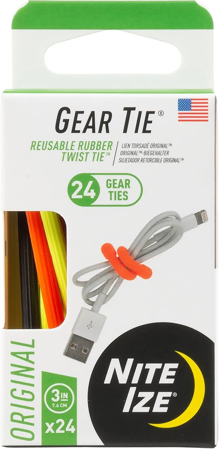 Nite Ize Original Gear Tie Reusable Rubber Twist Cord Organizers