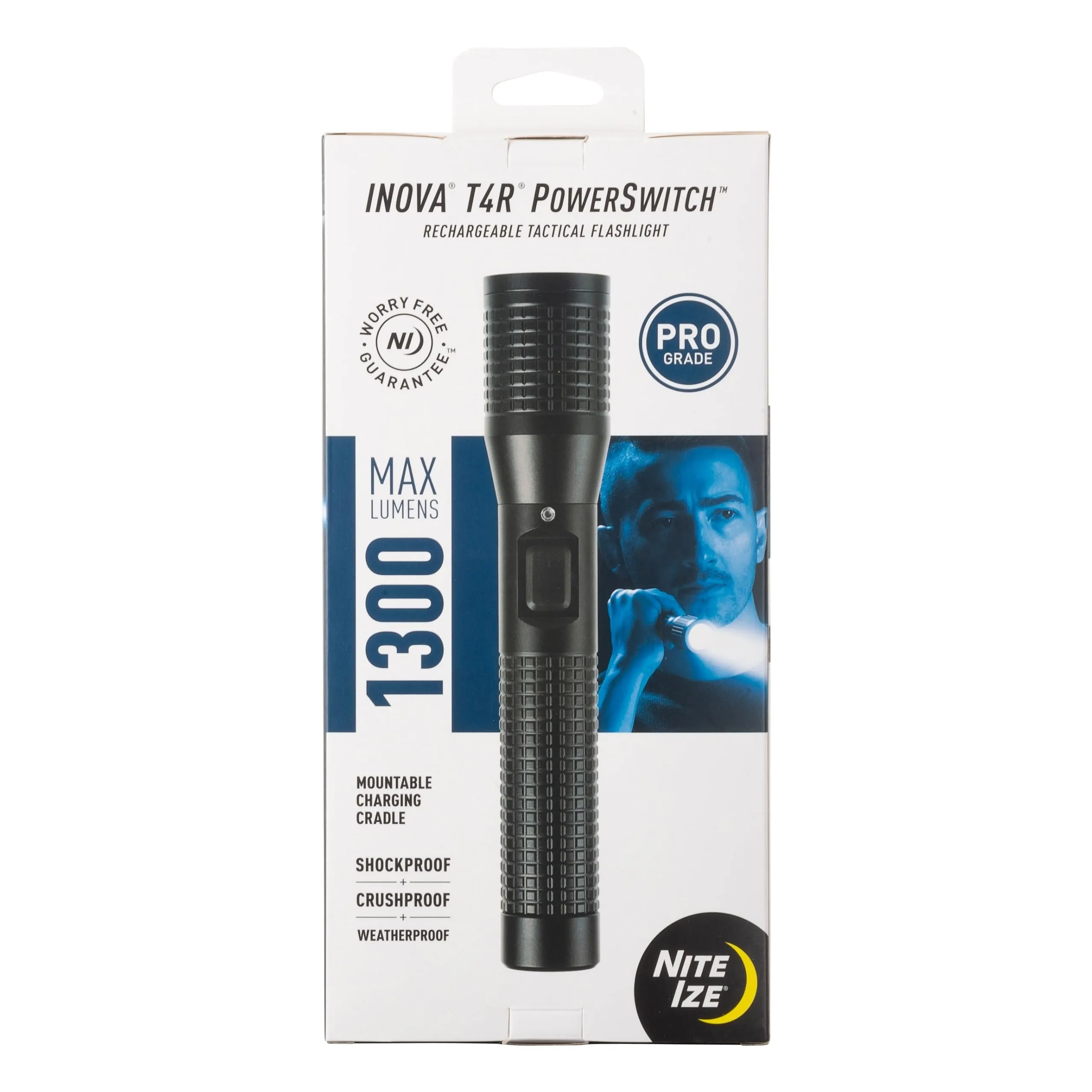 Nite Ize INOVA T4R Powerswitch Rechargeable Tactical Flashlight - 1300 Lumen Tactical Flashlight with Professional-Grade USB