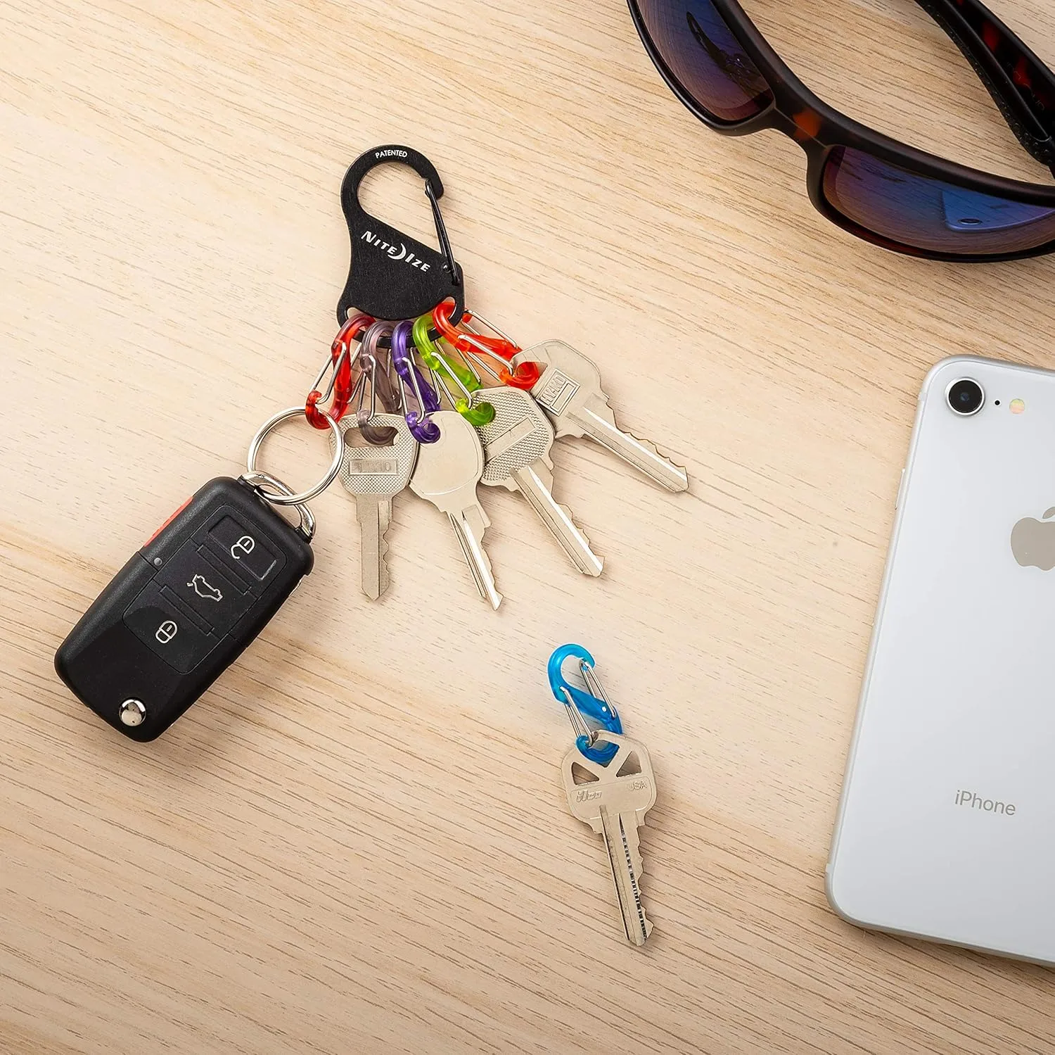 Nite Ize KeyRack Steel S-Biner - Key Carabiner Organizer with 6 Colorful S-Biners