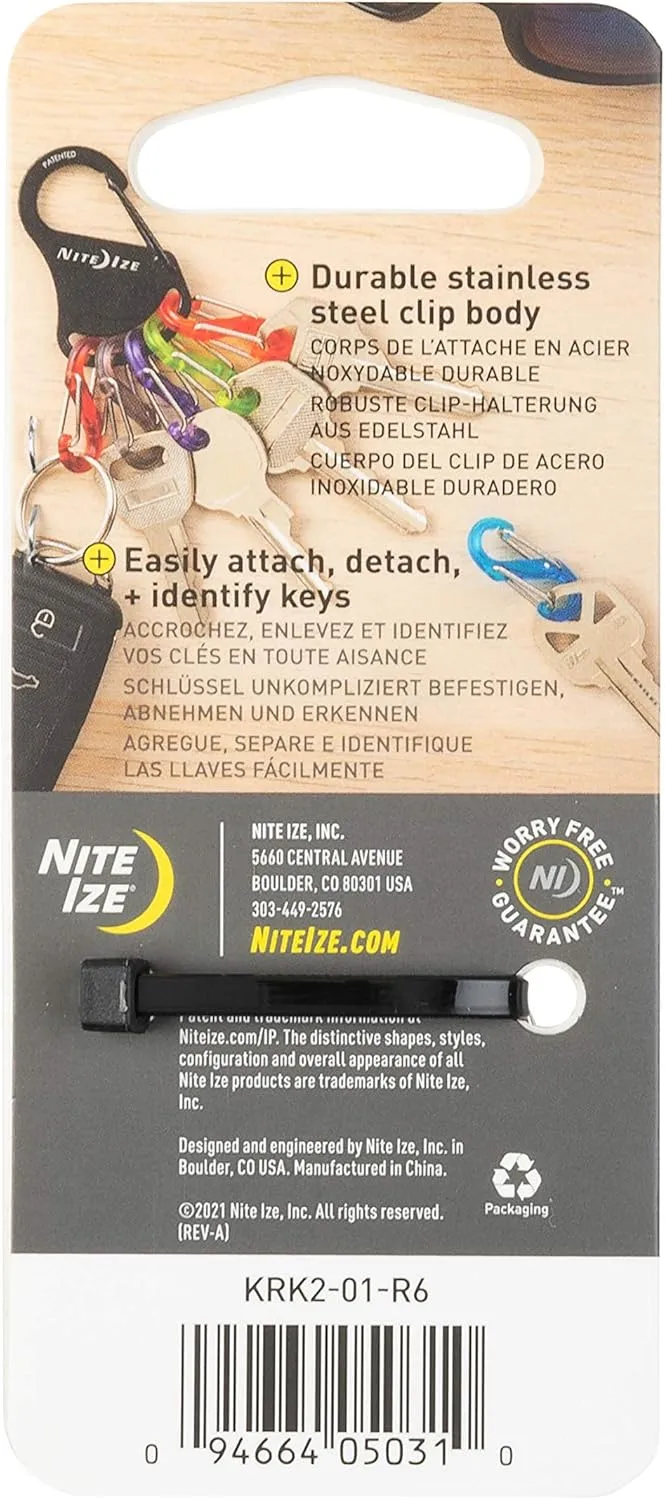 Nite Ize KeyRack Steel S-Biner - Key Carabiner Organizer with 6 Colorful S-Biners