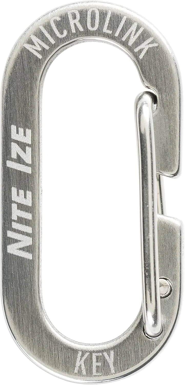 Nite Ize MicroLink Carabiner, Stainless Steel Mini Key Rings for Keys Fobs MultiTools and More, 4 Pack