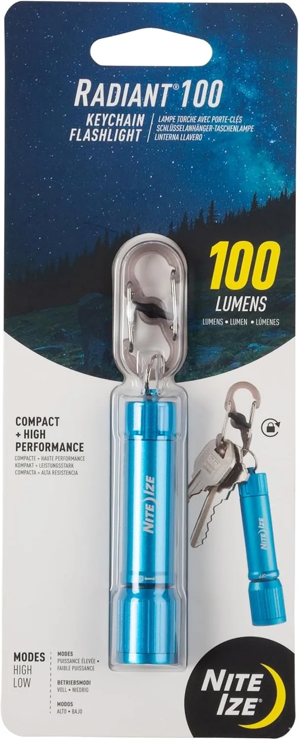NITE-IZE Radiant 100 Keychain Flashlight - Waterproof Mini Flashlight