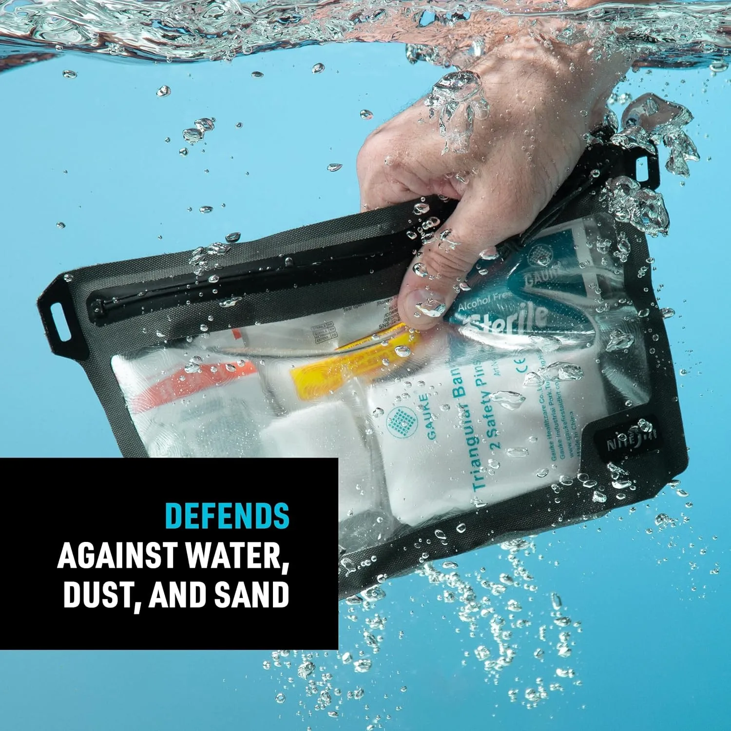 Nite Ize Runoff Waterproof 3-1-1 Pouch, Slim Waterproof Travel Bag for Toiletries, Electronics