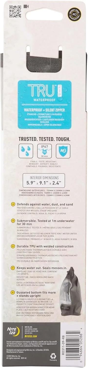 Nite Ize Runoff Waterproof 3-1-1 Pouch, Slim Waterproof Travel Bag for Toiletries, Electronics