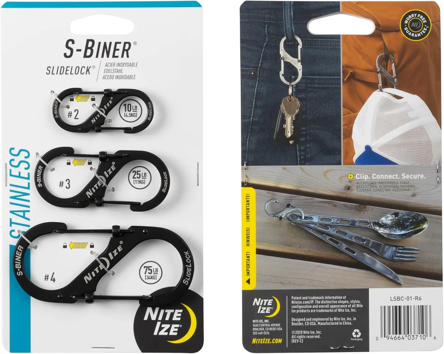 NITE IZE S-Biner SlideLock Stainless Steel Dual Locking Carabiner