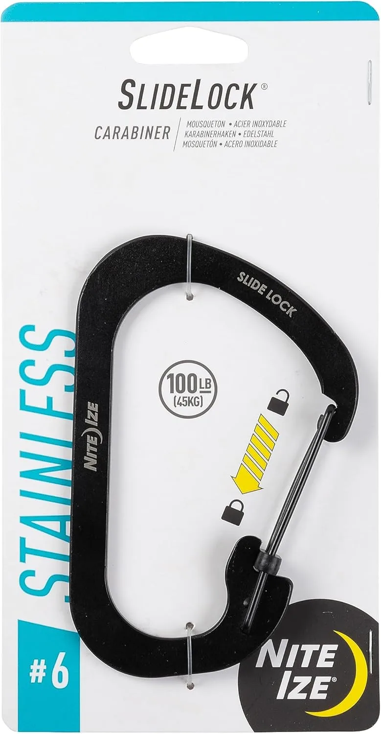 Nite Ize SlideLock Carabiner Stainless Steel 1 Count (Pack of 1) Black