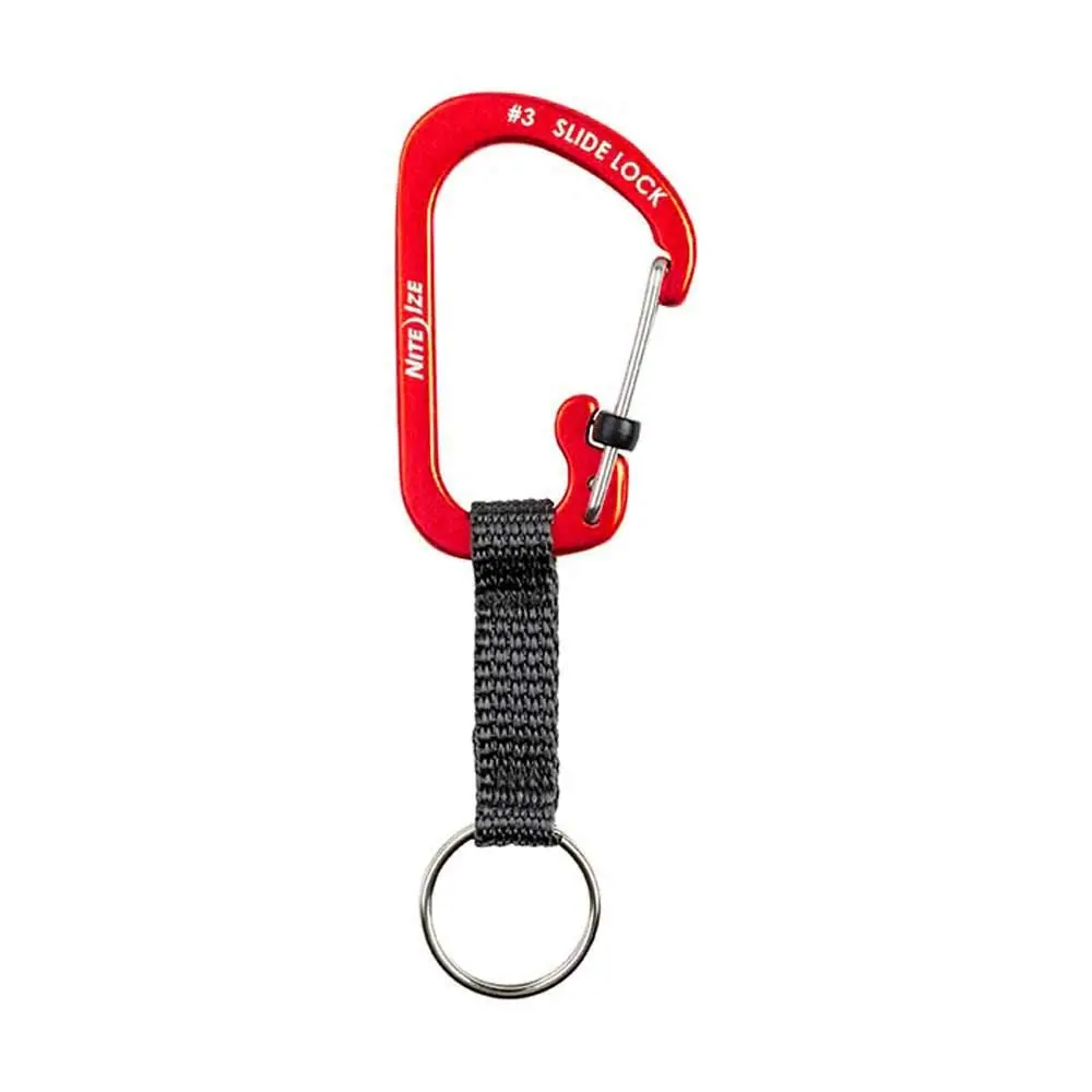 Nite Ize SlideLock Key Ring, Locking Carabiner Key Chain with Webbing
