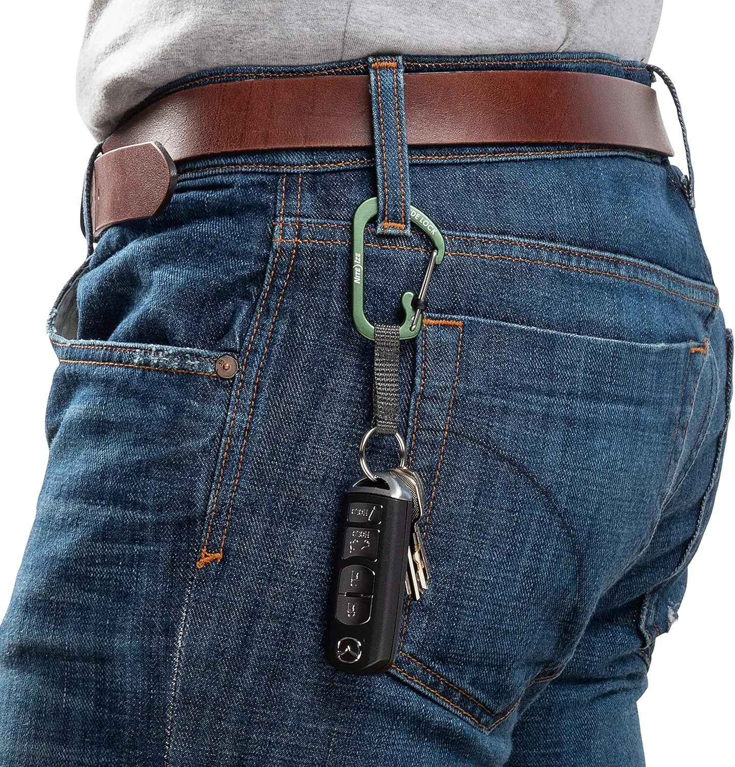 Nite Ize SlideLock Key Ring, Locking Carabiner Key Chain with Webbing