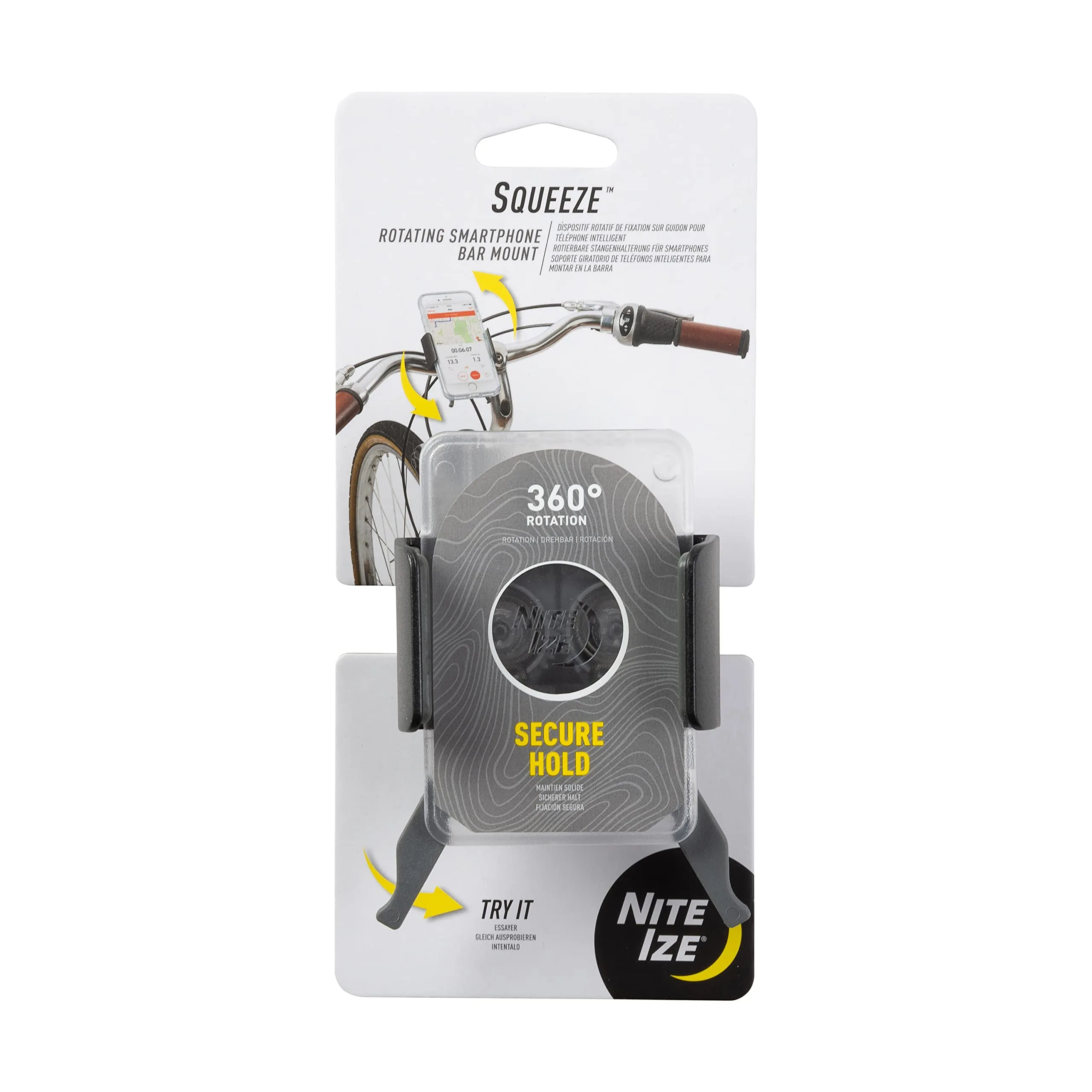 NITE IZE Squeeze Rotating Smartphone Bar Mount - Bike Handlebar Phone Holder