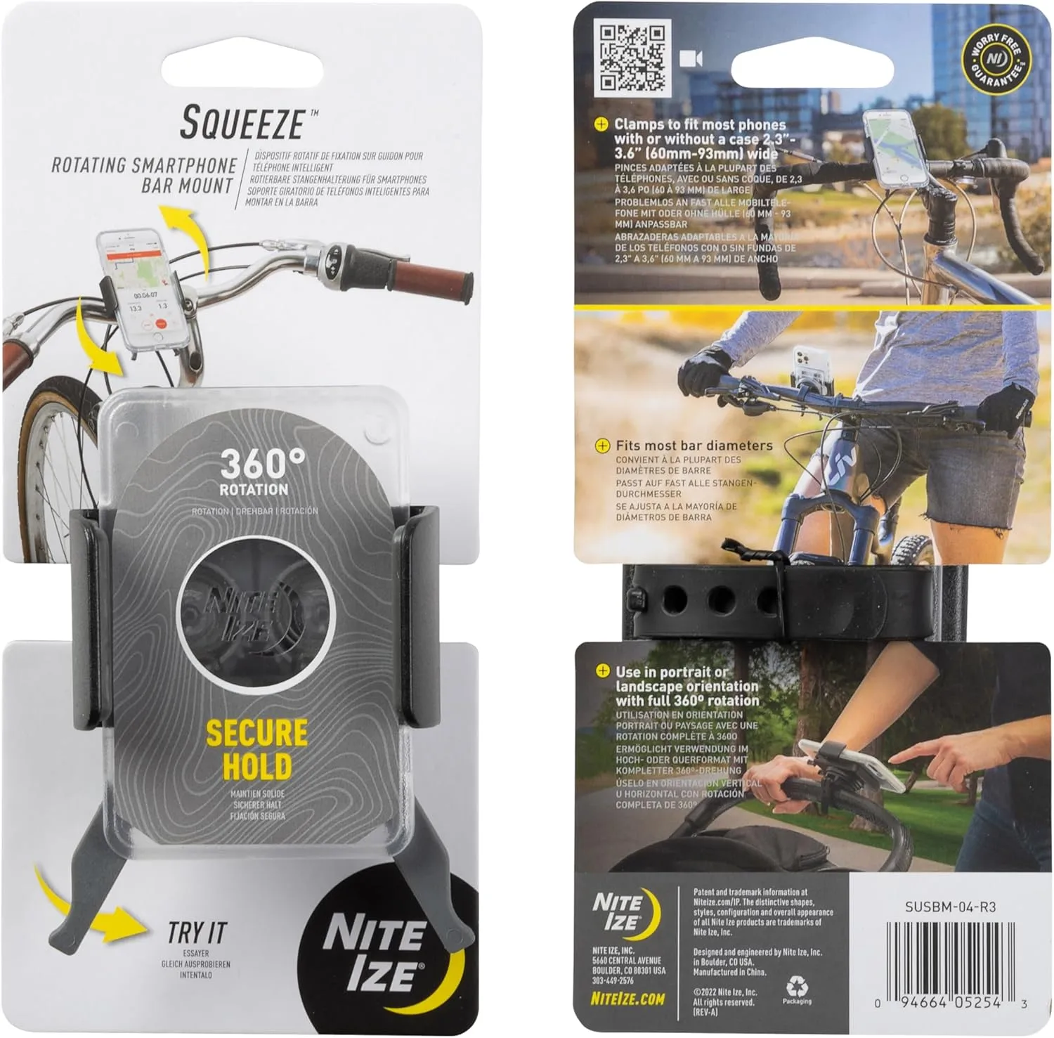 NITE IZE Squeeze Rotating Smartphone Bar Mount - Bike Handlebar Phone Holder
