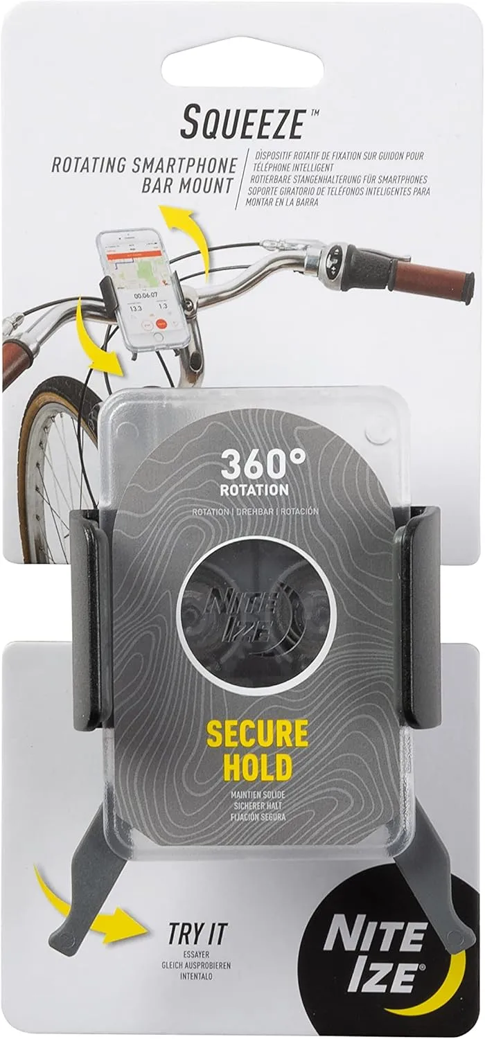 NITE IZE Squeeze Rotating Smartphone Bar Mount - Bike Handlebar Phone Holder