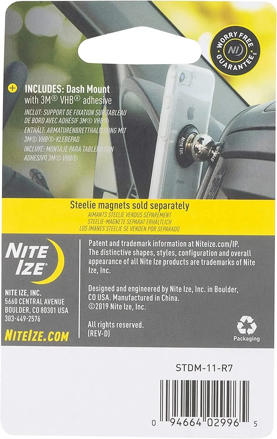 Nite Ize Steelie Dash Mount - Additional Car Mount Dash Ball for Steelie Magnetic Phone Mounting System