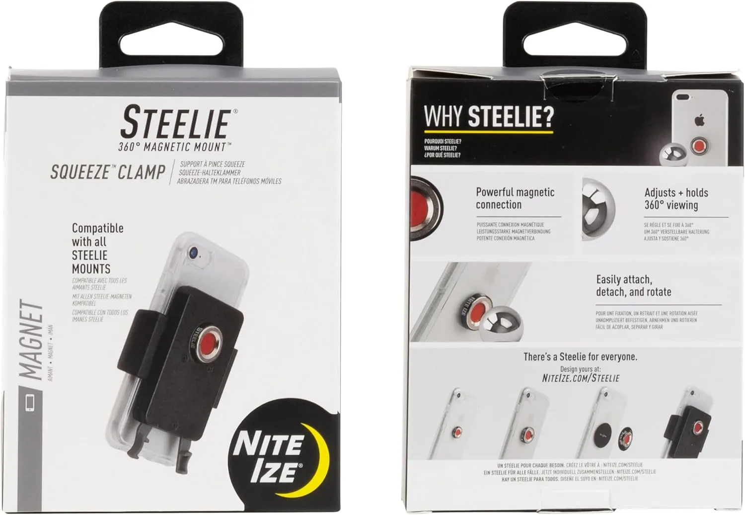Nite Ize Steelie Squeeze Clamp - Magnetic Cell Phone Holder for Dashboards