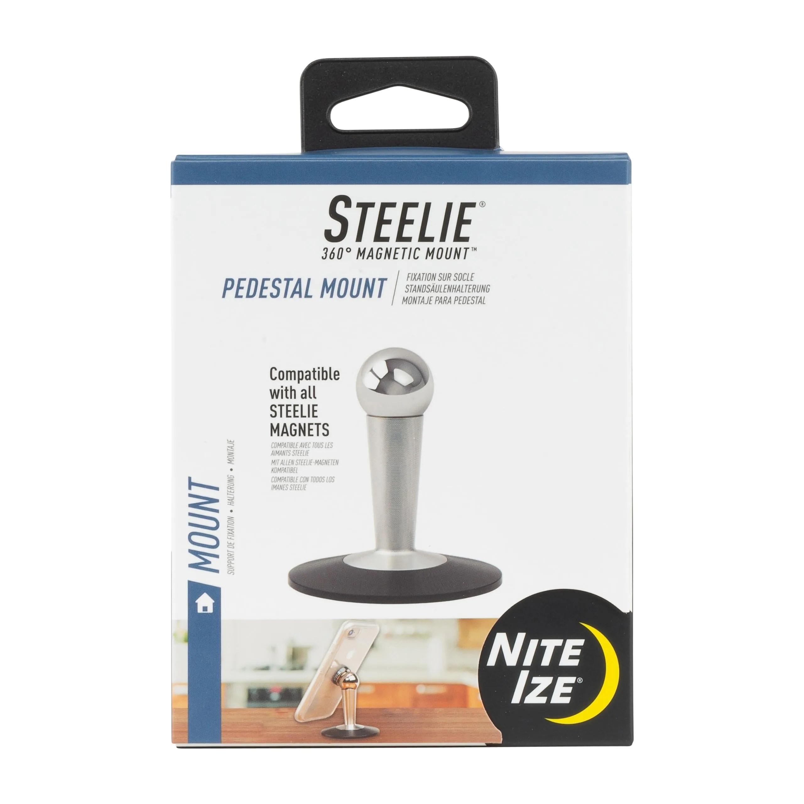 Nite Ize Steelie Pedestal Mount - Tabletop Stand Compatible with MagSafe iPhones & Tablets - Magnetic Desk Phone Mount