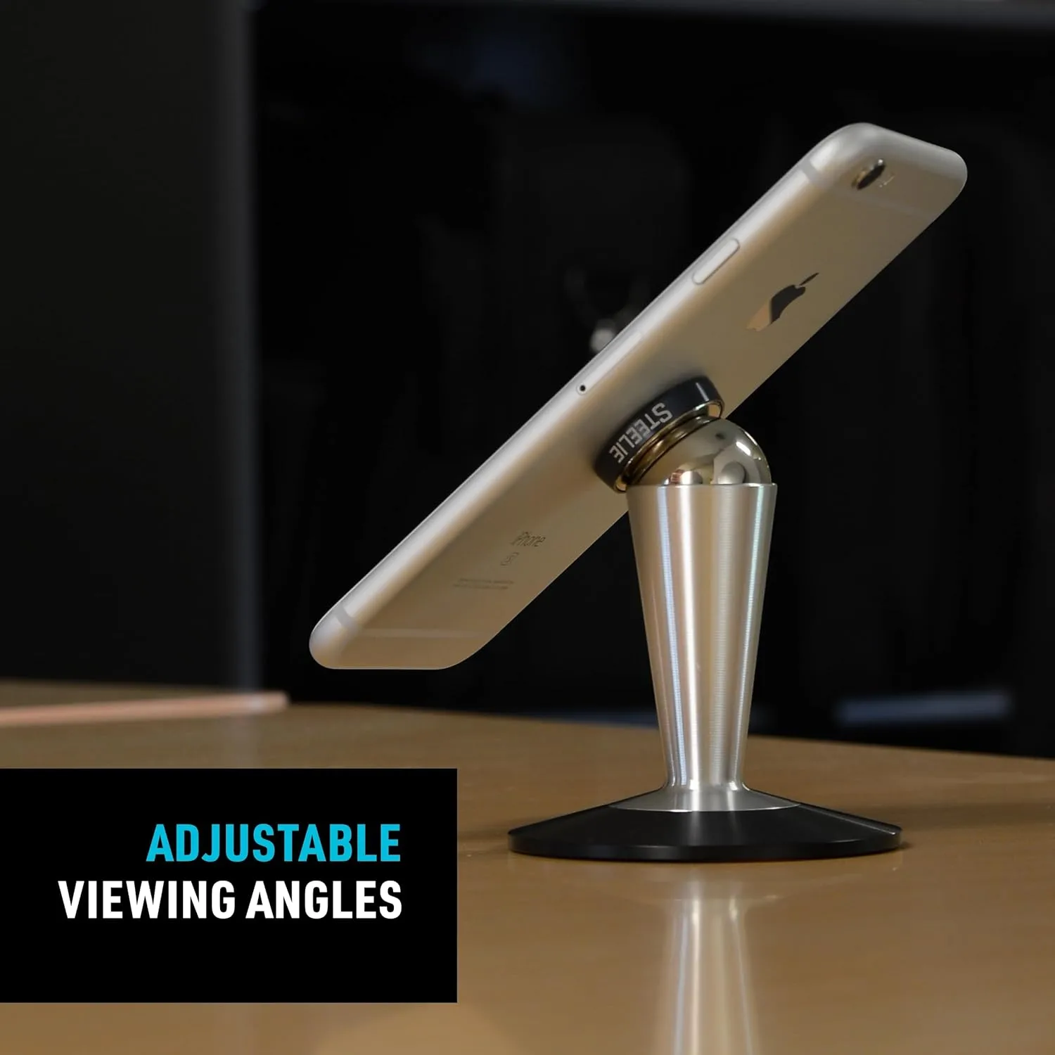 Nite Ize Steelie Pedestal Mount - Tabletop Stand Compatible with MagSafe iPhones & Tablets - Magnetic Desk Phone Mount