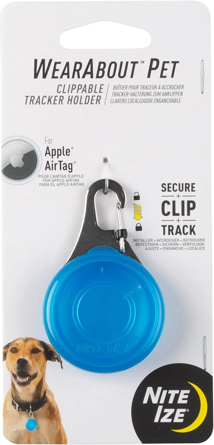 NITE IZE WearAbout Pet Clippable Tracker Holder for Apple AirTag with Locking Carabiner