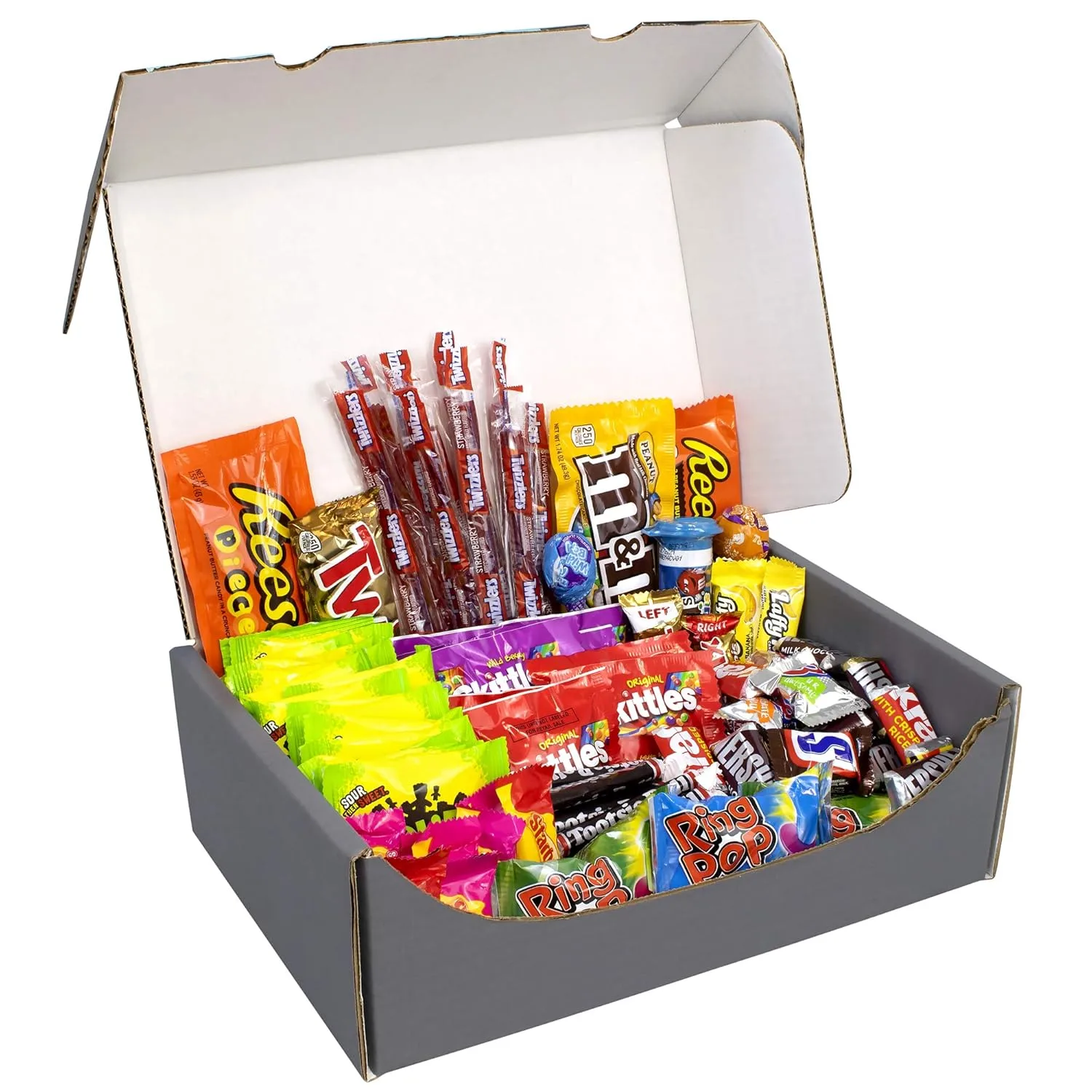 No Tricks, Just Treats Halloween Candy Box, 140 Count of Individually Wrapped Candies - A Variety of Reese's, M&M's