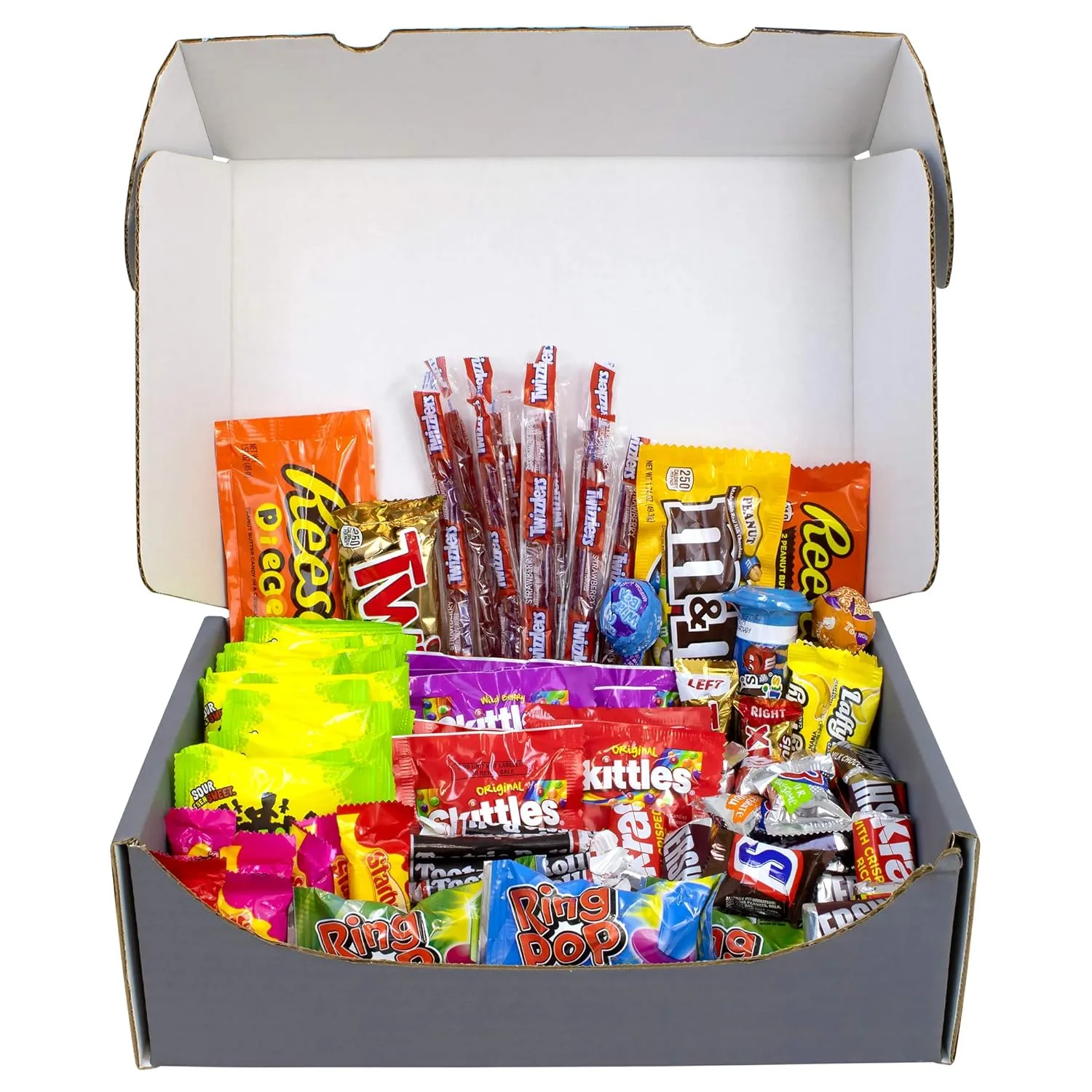 No Tricks, Just Treats Halloween Candy Box, 140 Count of Individually Wrapped Candies - A Variety of Reese's, M&M's