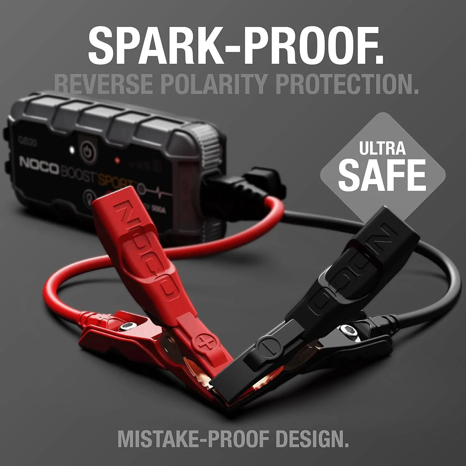 NOCO Boost GB20: 500A UltraSafe Jump Starter – 12V Lithium Battery Booster Pack, Portable Jump Box, Power Bank & Jumper Cables - for 4.0L Gas Engines