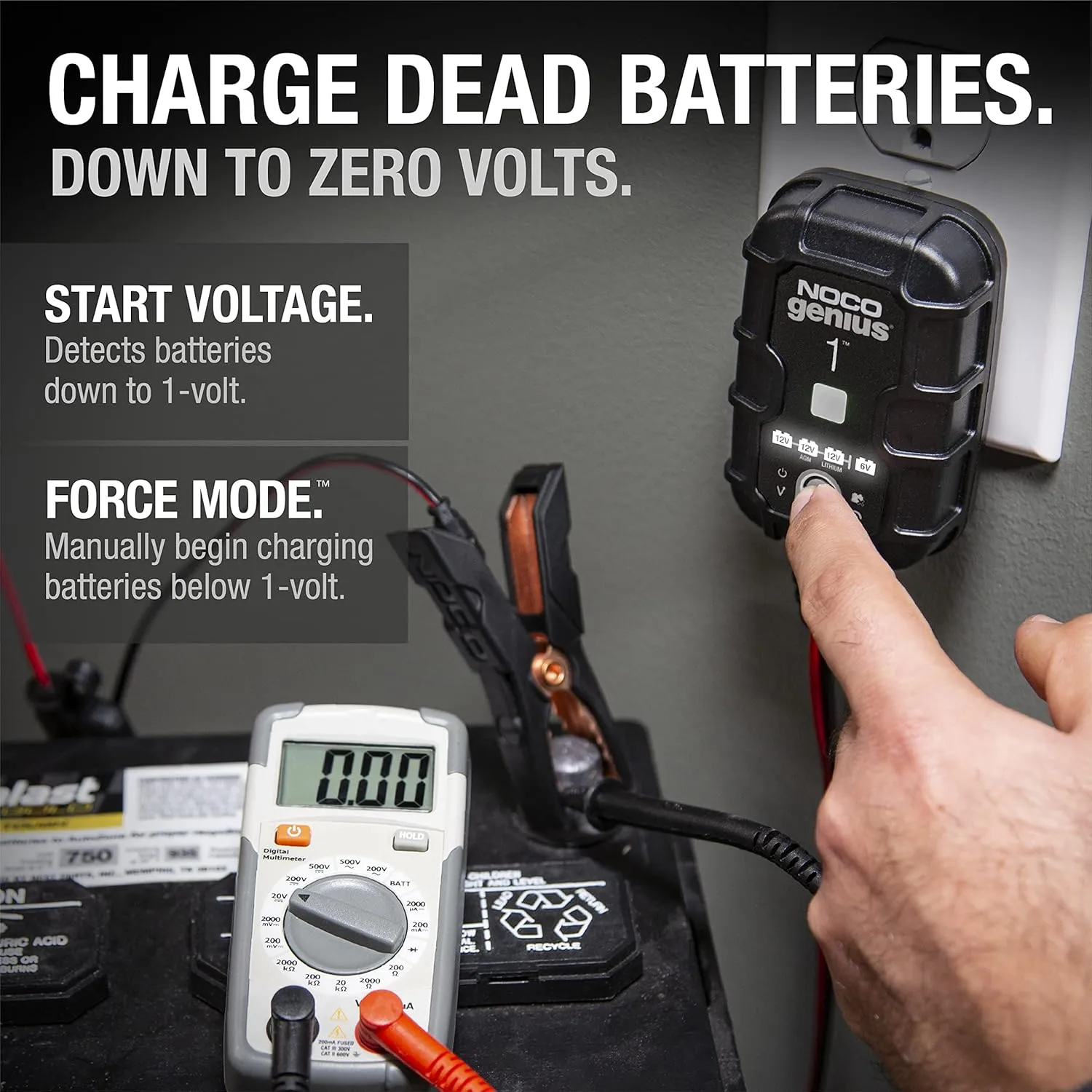 NOCO GENIUS1: 1A 6V/12V Smart Battery Charger – Automatic Maintainer