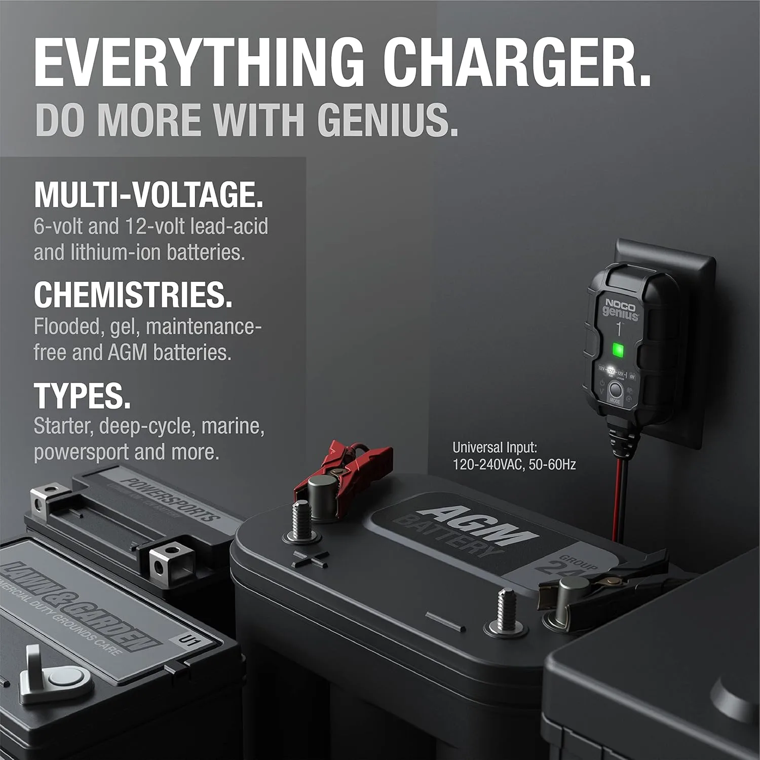 NOCO GENIUS1: 1A 6V/12V Smart Battery Charger – Automatic Maintainer