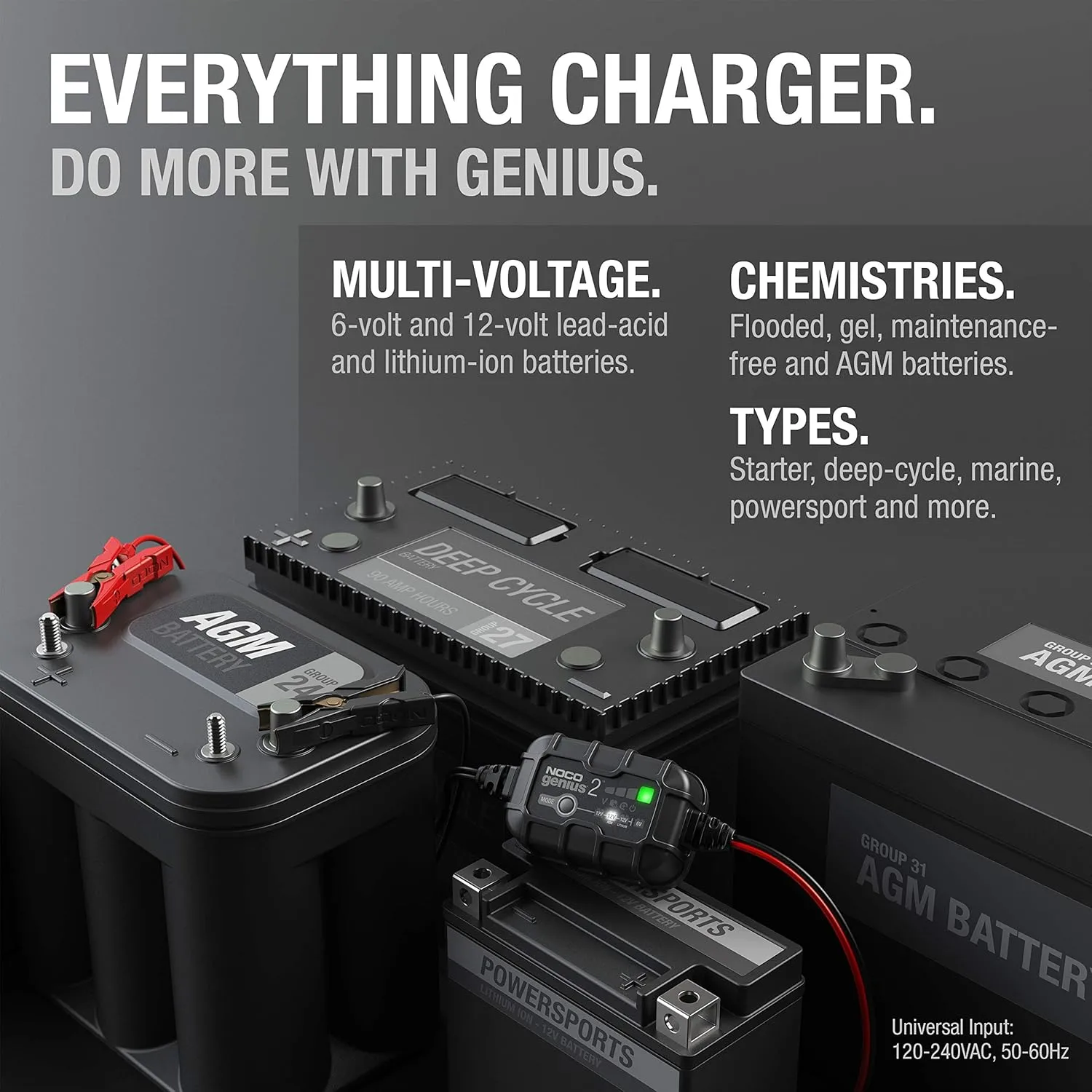 NOCO GENIUS2: 2A 6V/12V Smart Battery Charger – Automatic Maintainer, Trickle Charger & Desulfator with Overcharge Protection & Temperature Compensation – For Lead-Acid & Lithium Batteries