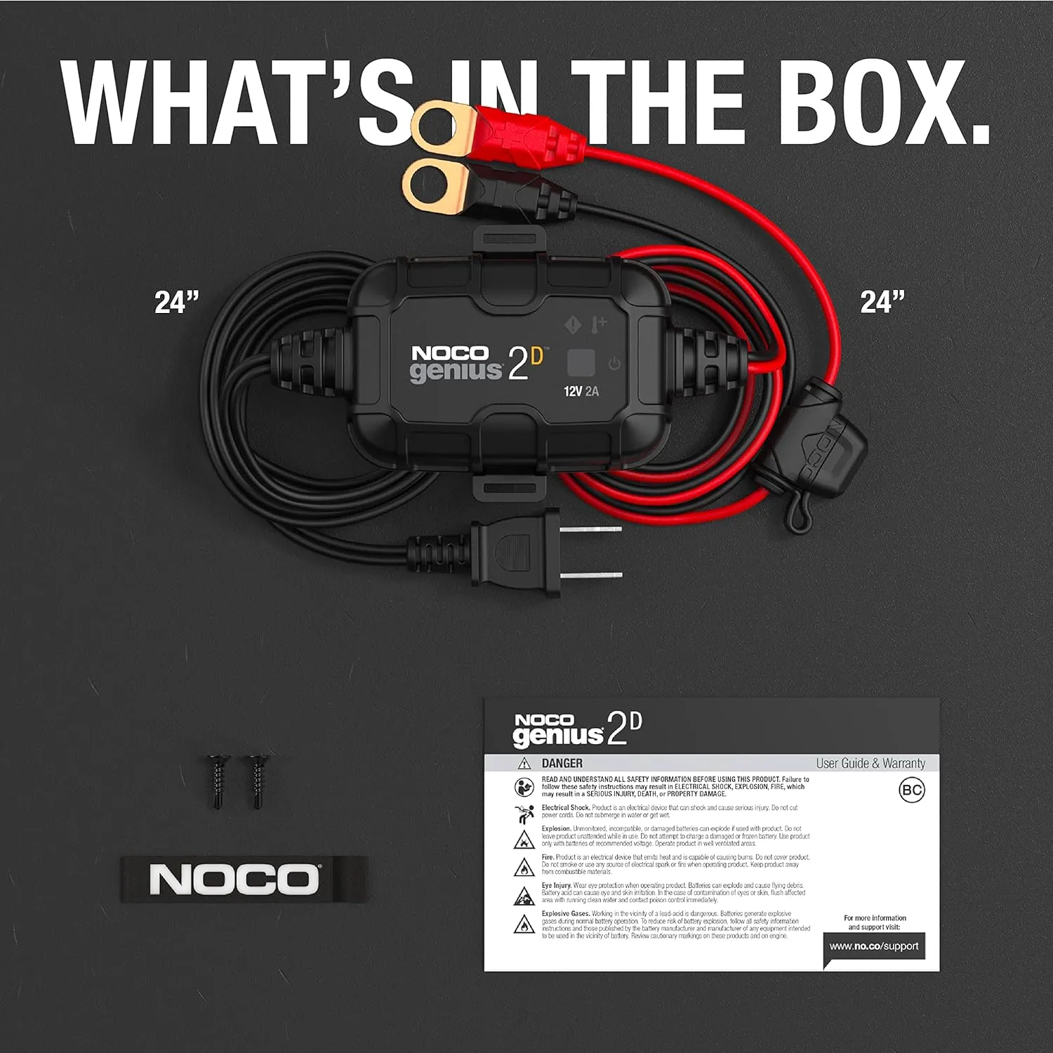 NOCO GENIUS2D 2A 12V Smart Onboard Direct-Mount Battery Charger – Trickle Charger & Desulfator