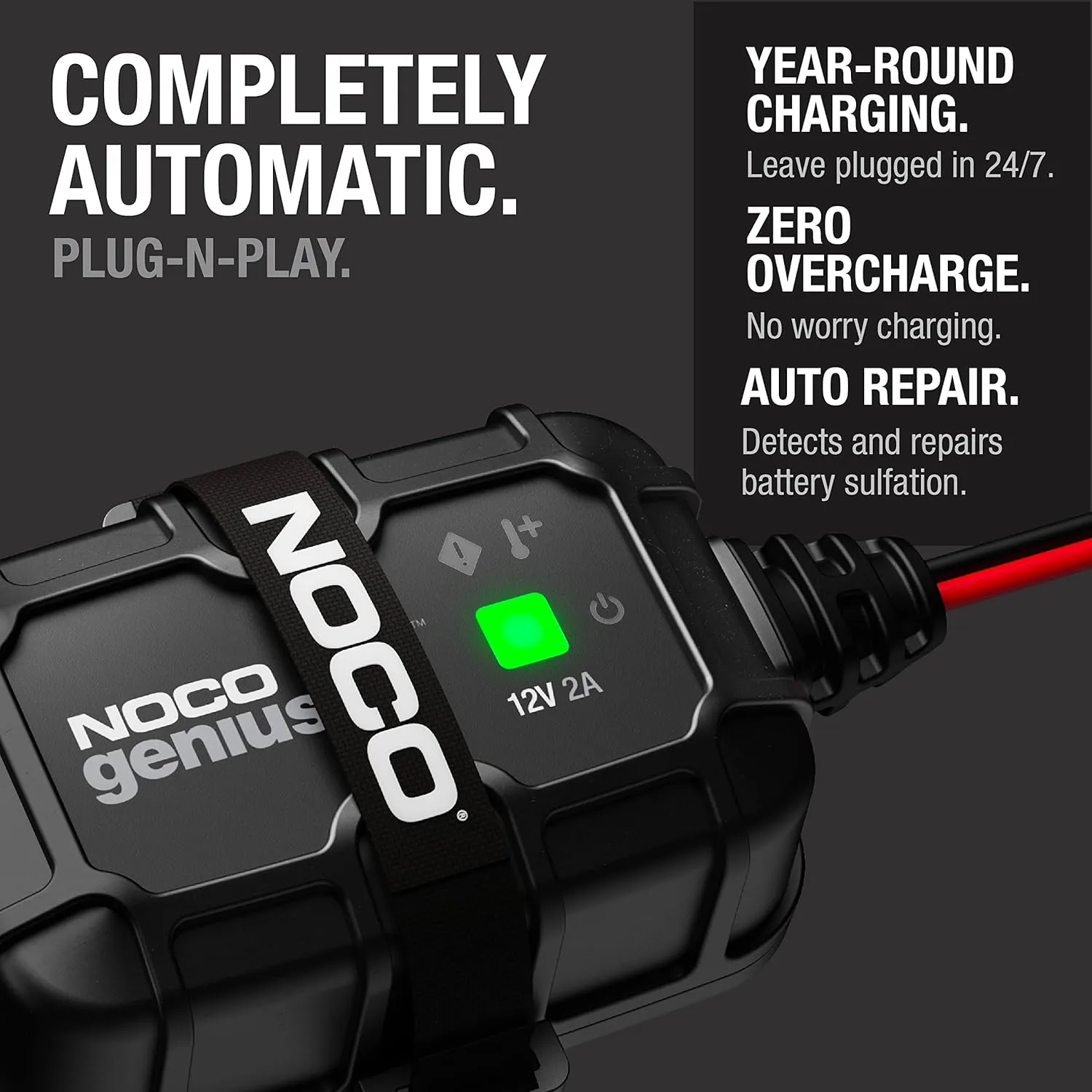 NOCO GENIUS2D 2A 12V Smart Onboard Direct-Mount Battery Charger – Trickle Charger & Desulfator