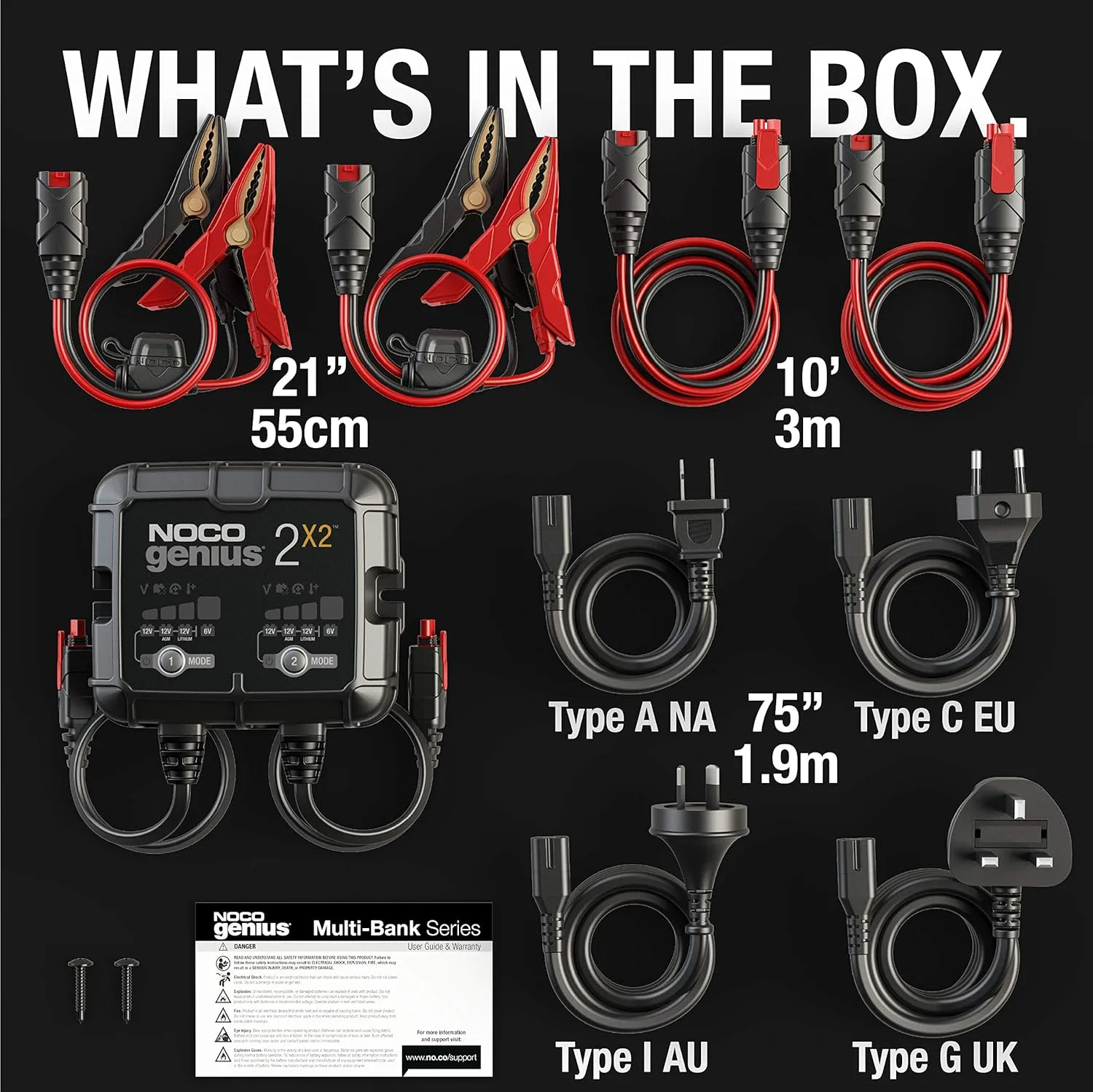 NOCO GENIUS2X2 4A 2-Bank Smart Battery Charger - 6V/12V