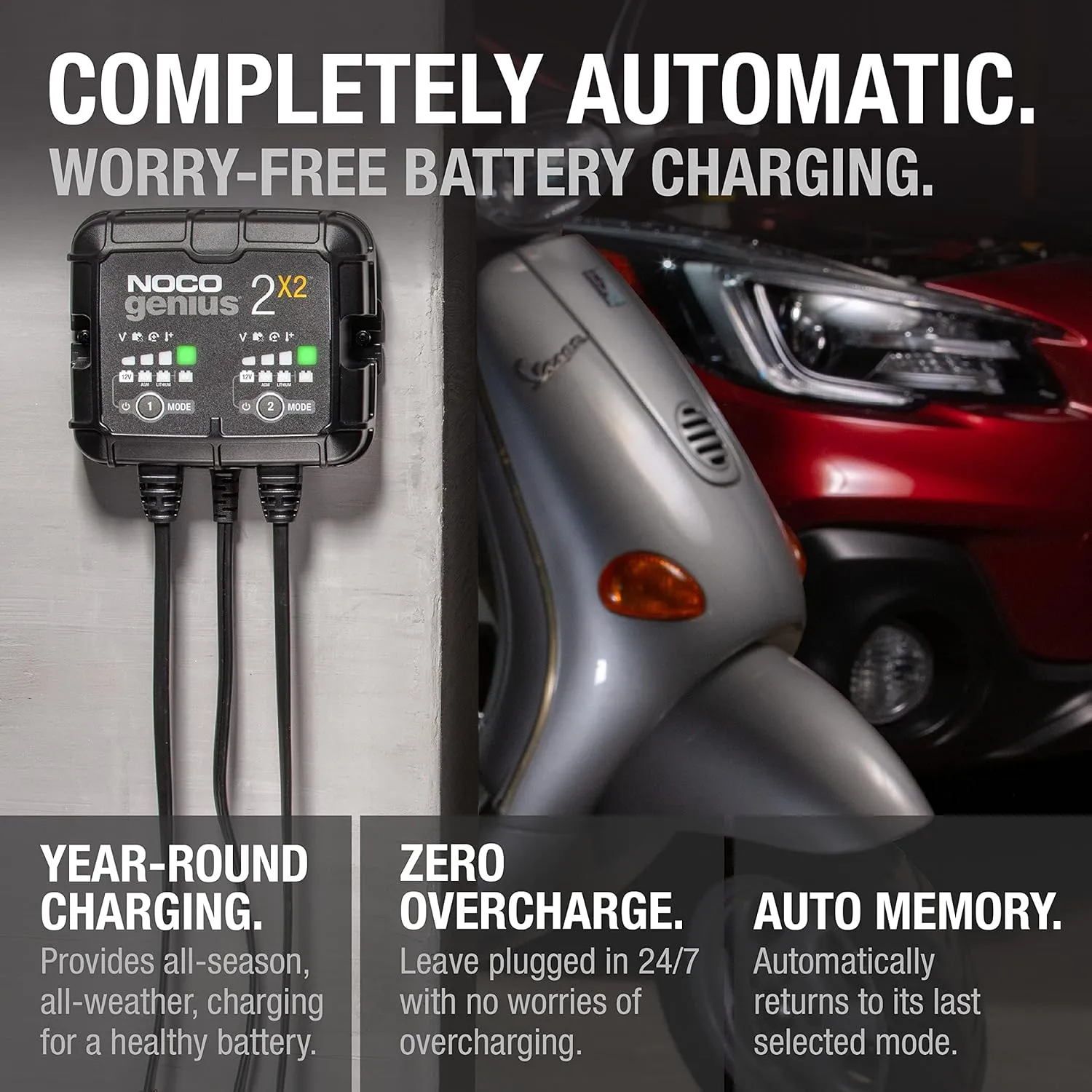 NOCO GENIUS2X2 4A 2-Bank Smart Battery Charger - 6V/12V
