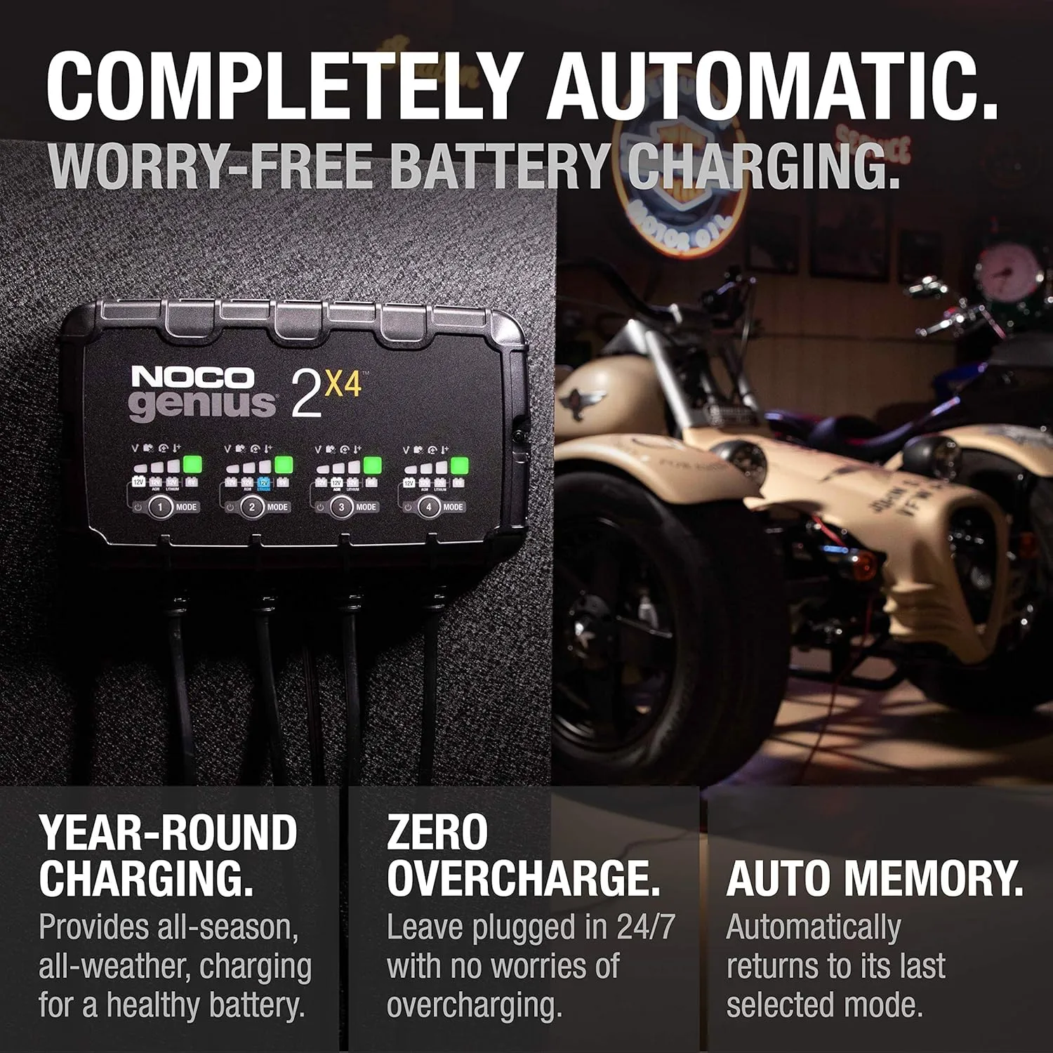 NOCO GENIUS2X4 8A 4-Bank Smart Battery Charger (2A/Bank)