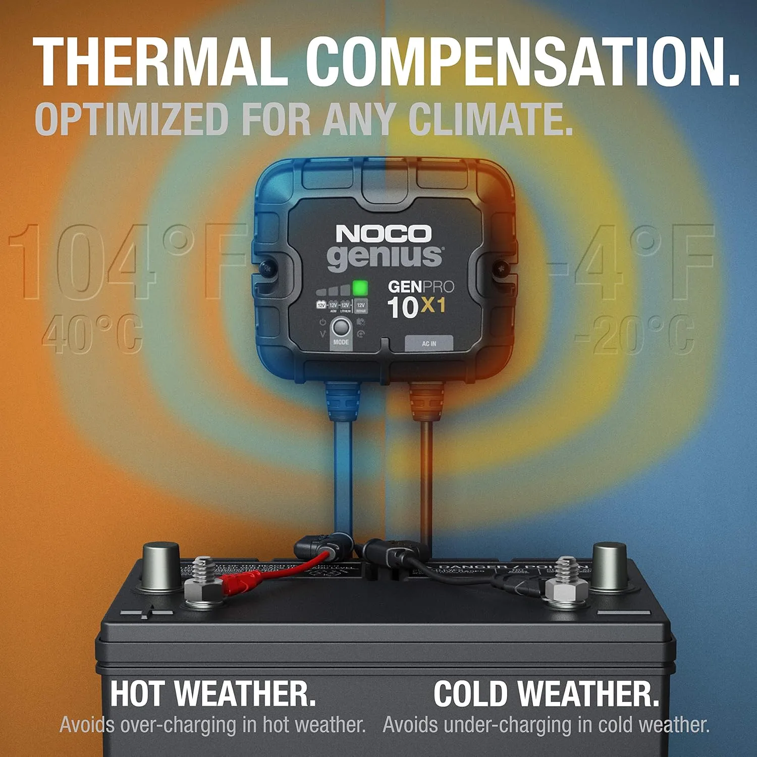 NOCO Genius GENPRO10X1: 1-Bank, 10A Onboard Battery Charger - 12V Waterproof Marine Charger