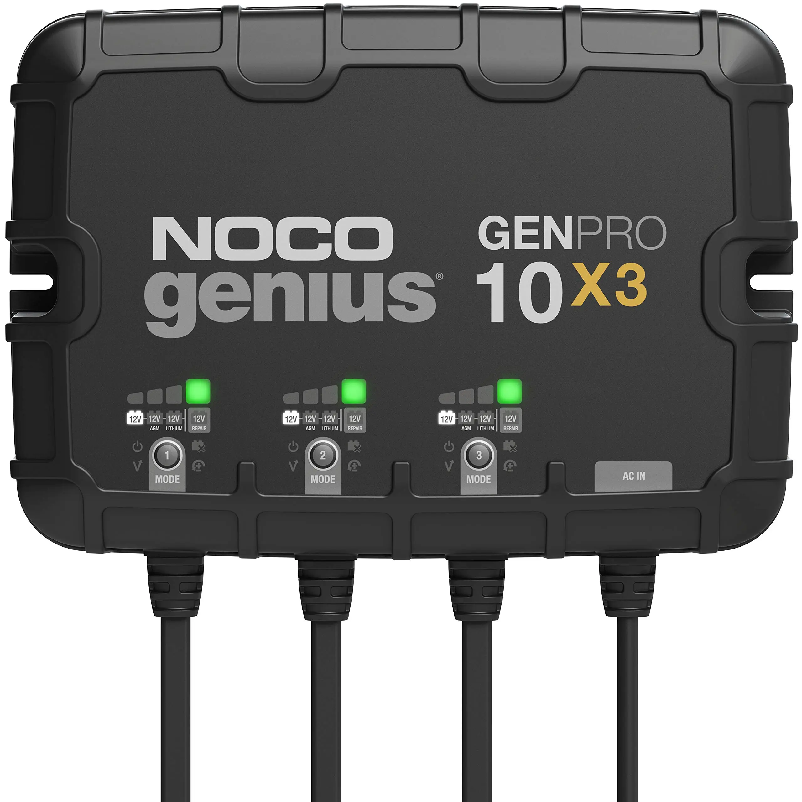 NOCO Genius GENPRO10X3: 3-Bank, 30A Onboard Battery Charger - 10A Per Bank, 12V Waterproof Marine Charger