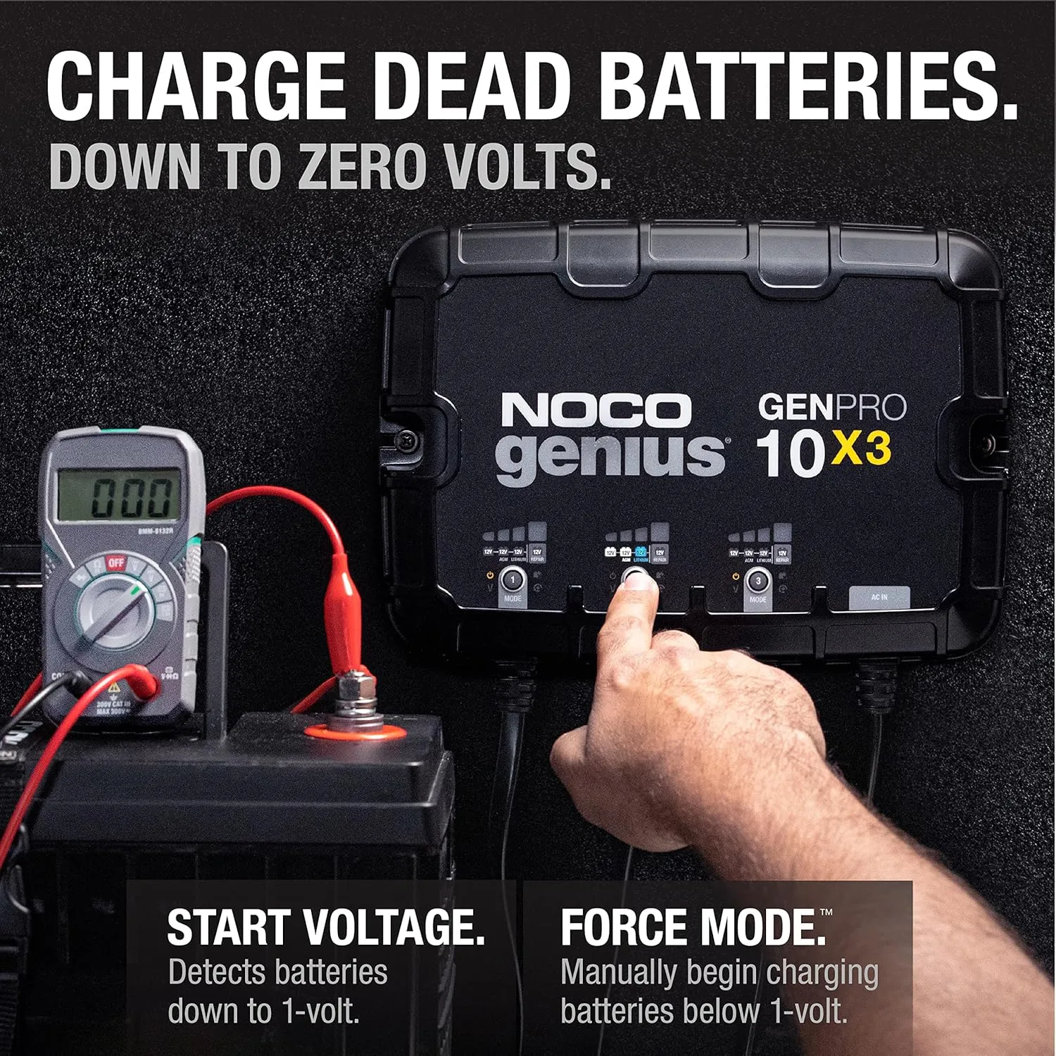 NOCO Genius GENPRO10X3: 3-Bank, 30A Onboard Battery Charger - 10A Per Bank, 12V Waterproof Marine Charger