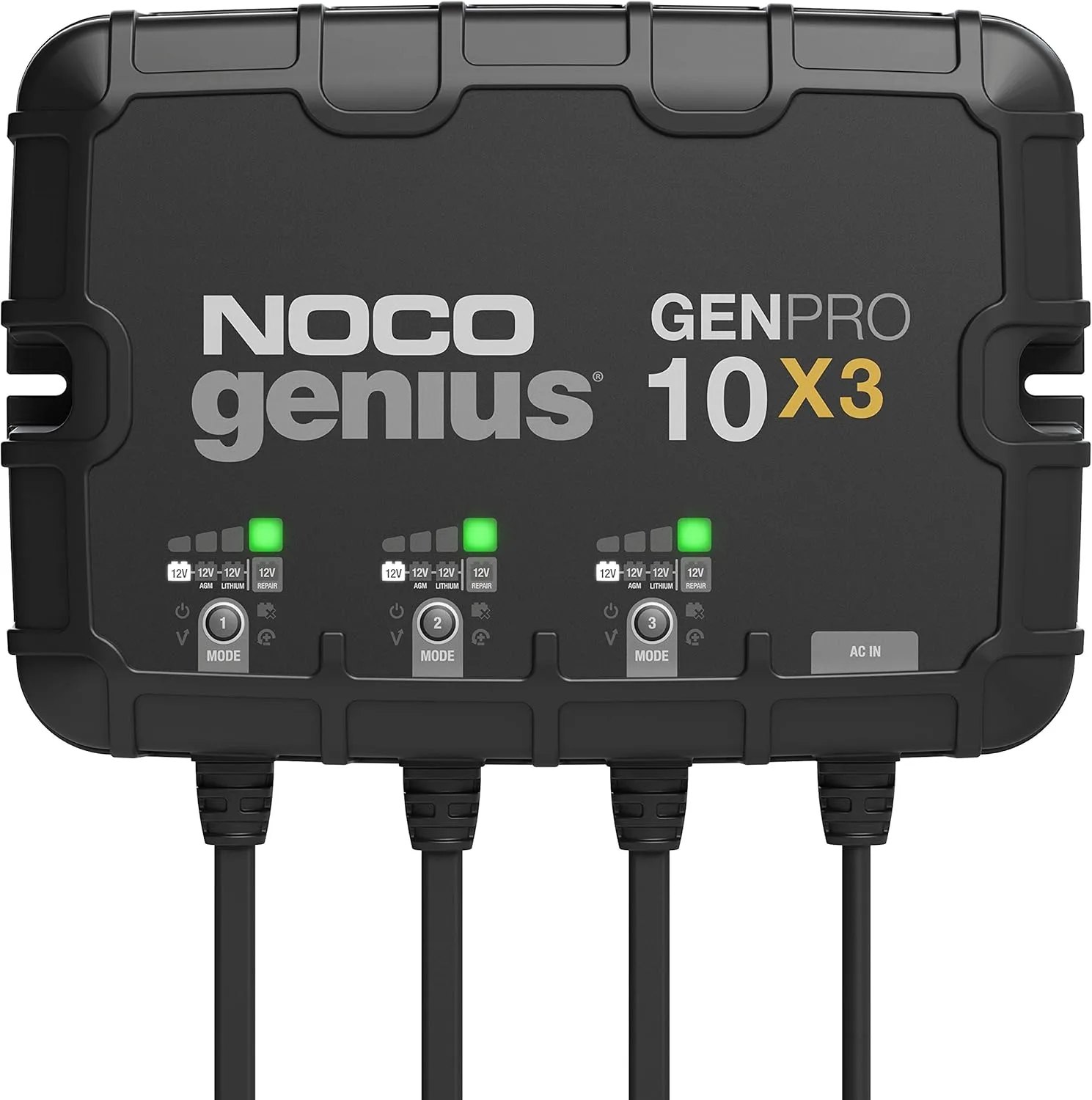 NOCO Genius GENPRO10X3: 3-Bank, 30A Onboard Battery Charger - 10A Per Bank, 12V Waterproof Marine Charger