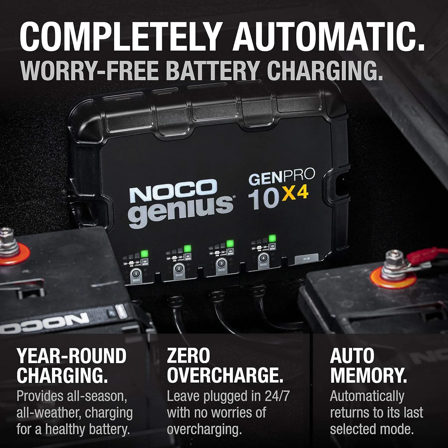 NOCO GENPRO10X4 4-Bank 40A Onboard Battery Charger – 10A/Bank, IP68 Marine