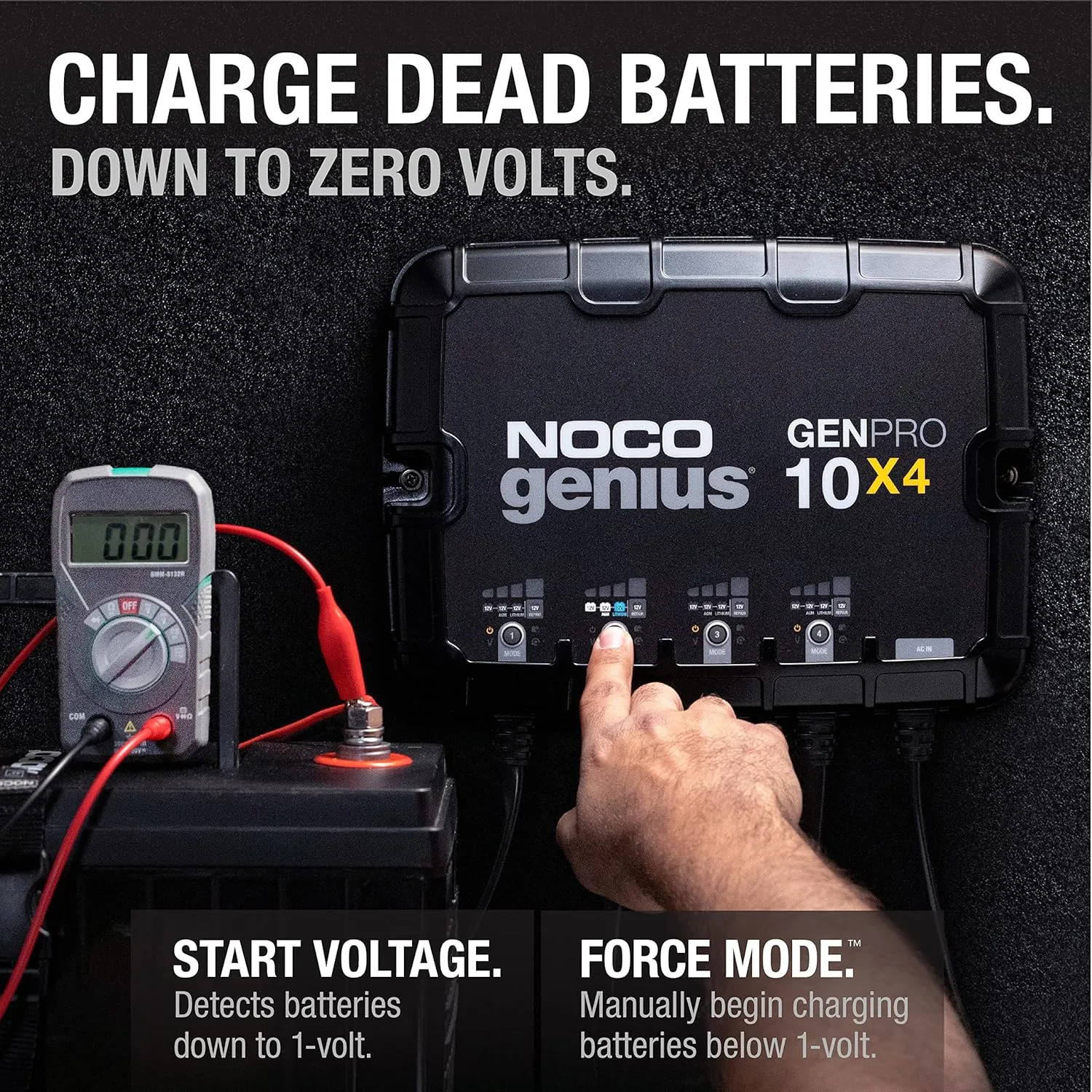 NOCO GENPRO10X4 4-Bank 40A Onboard Battery Charger – 10A/Bank, IP68 Marine