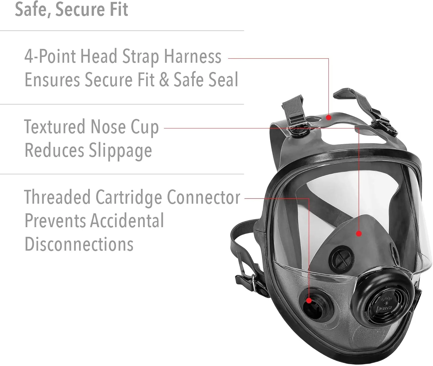 North 5400 Series Niosh-Approved Full Facepiece Respirator, Med/Large (54001) 1 Count (Pack of 1)