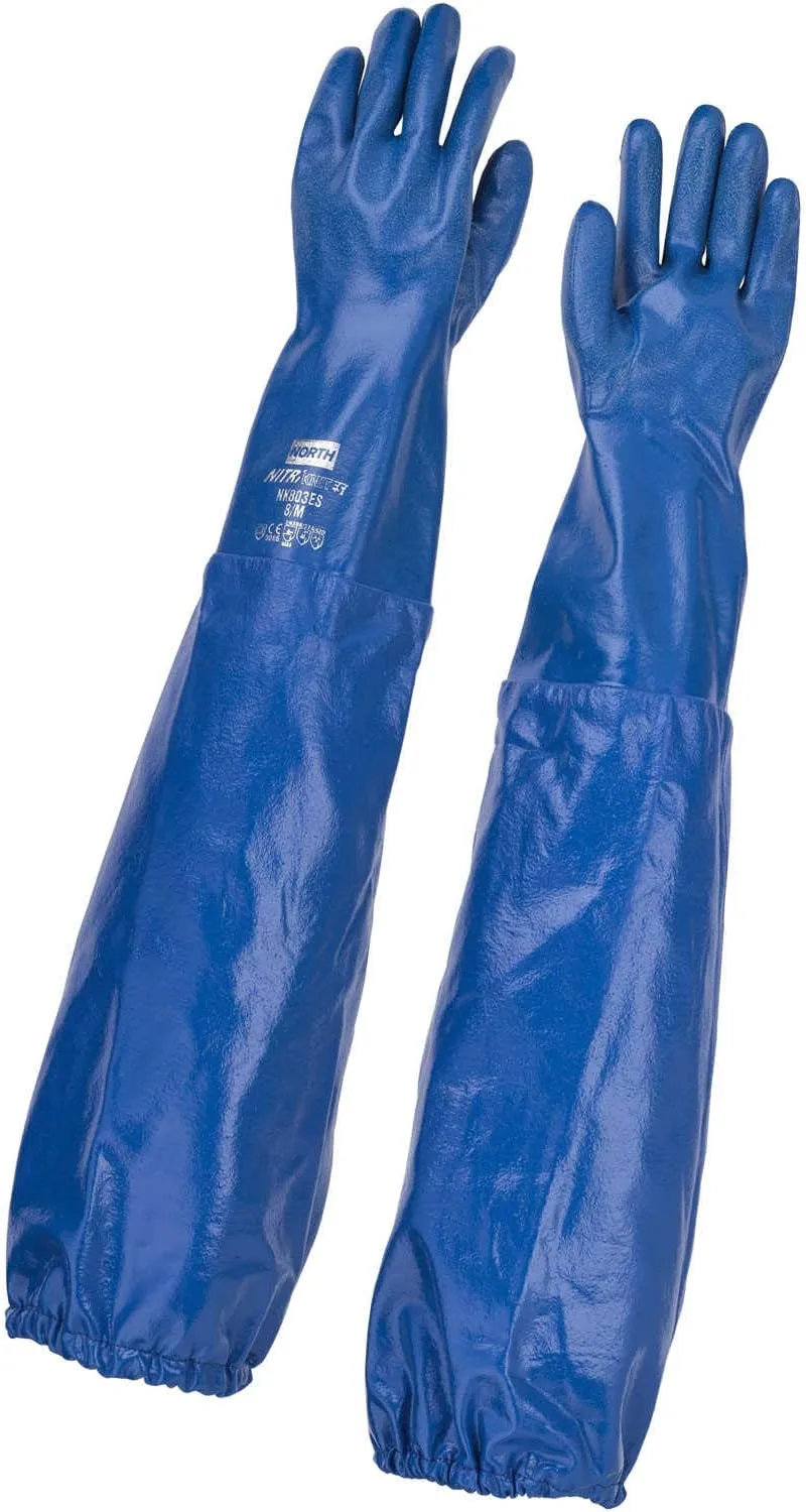 North Nitri-Knit Supported Nitrile Gloves, Blue, Large, 1 Pair