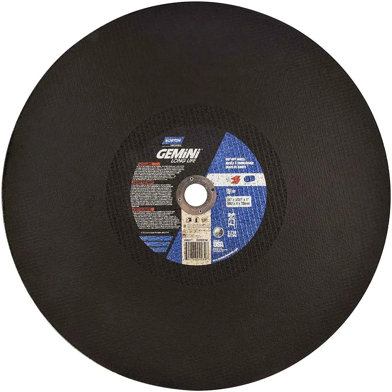 Norton 69078609032 20x5/32x1 In. Gemini Long Life 57A AO Type 01/41 Stationary Saw Cut-Off Wheels, 24 Grit, 5 pack