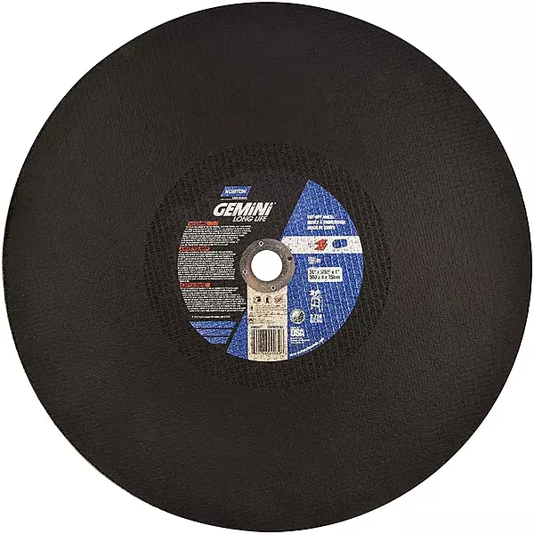 Norton 69078609032 20x5/32x1 In. Gemini Long Life 57A AO Type 01/41 Stationary Saw Cut-Off Wheels, 24 Grit, 5 pack